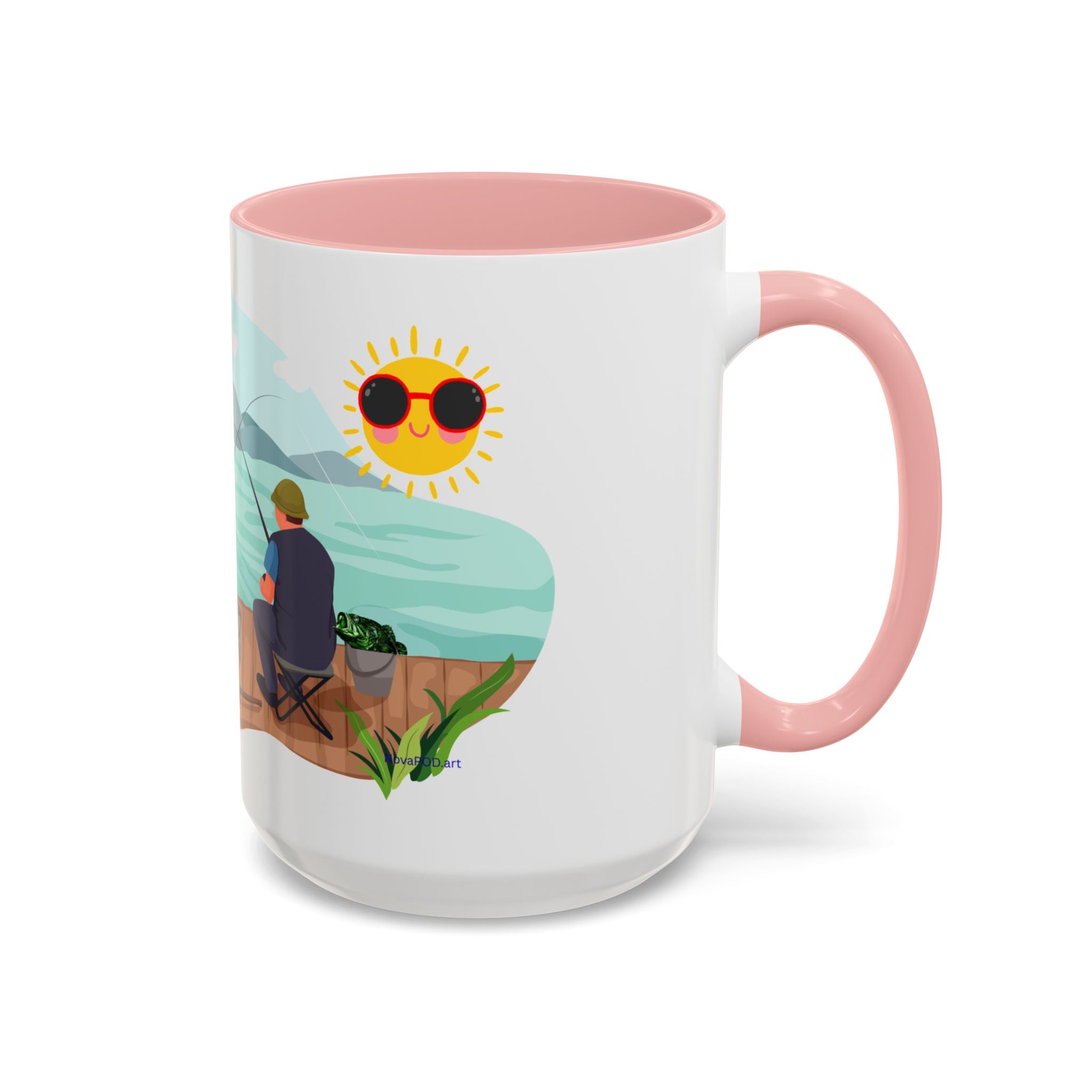 Dilley 300 Fishing Friends Coffee Mug — Cute Sunny Lake Scene Accent Mug (11/15 oz)