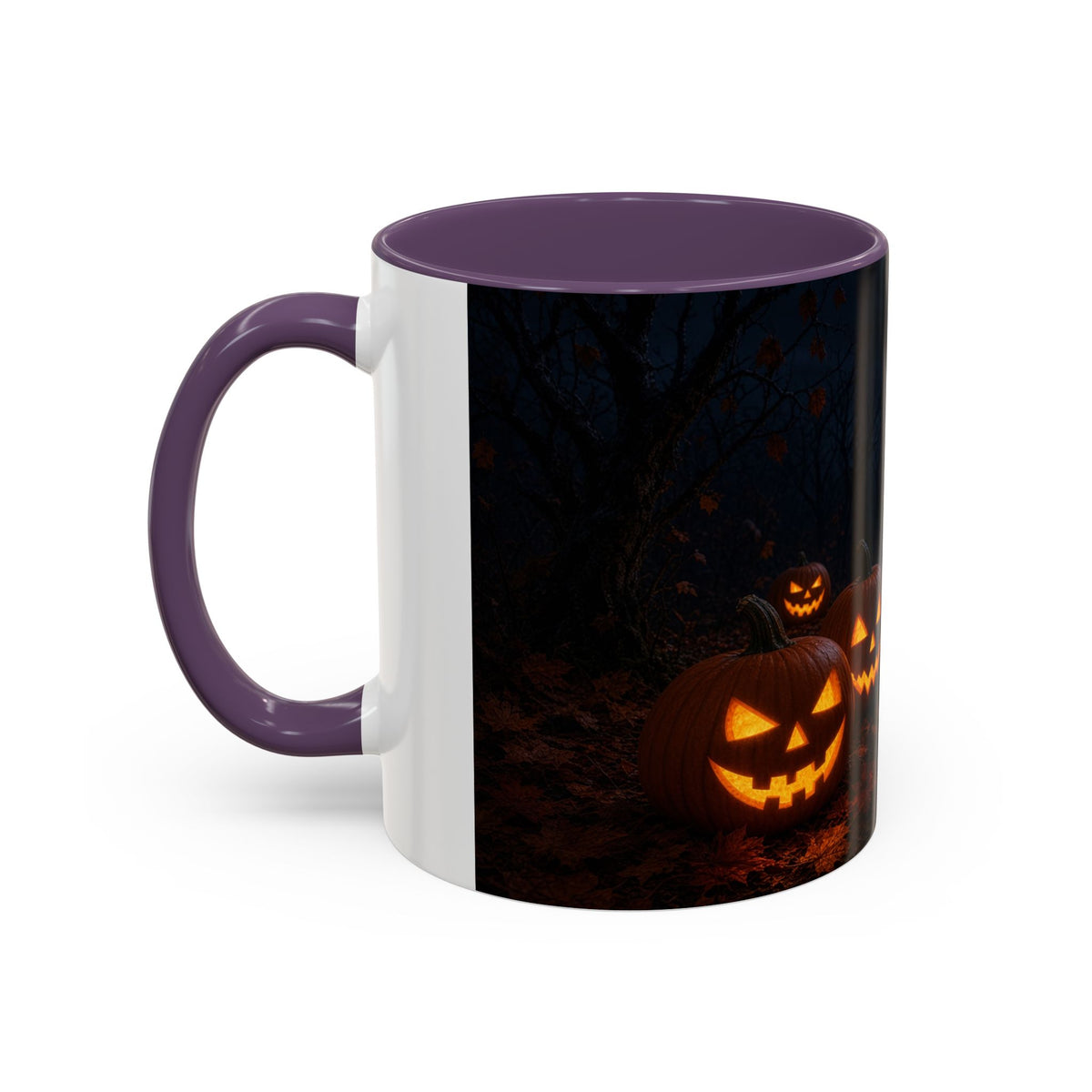 Halloween Black Cat Accent Coffee Mug — Spooky Jack-o'-Lantern Night (Customizable)