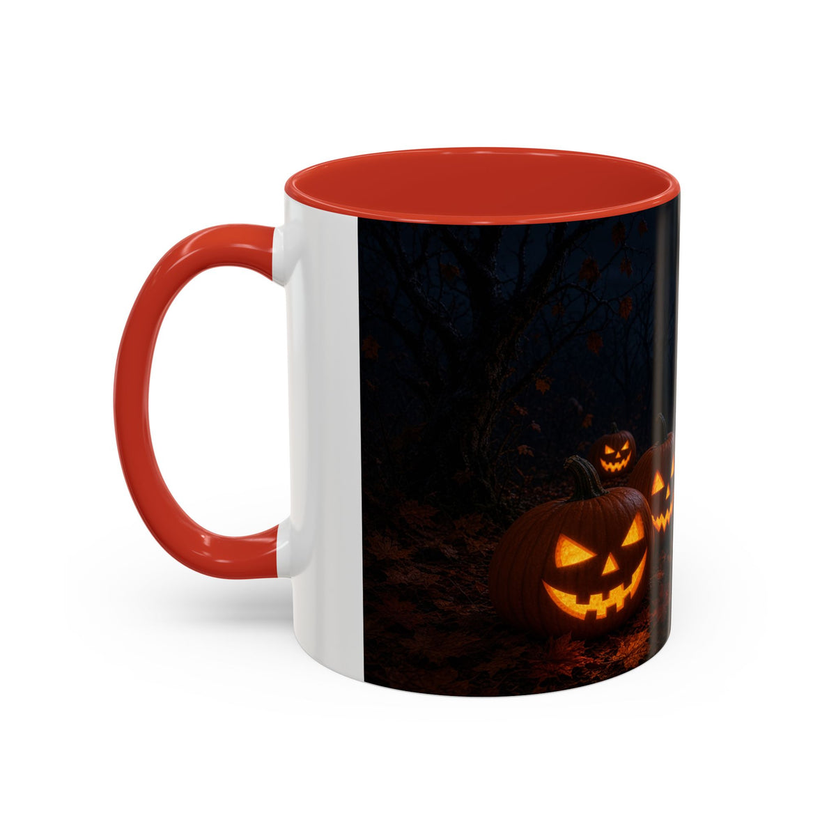 Halloween Black Cat Accent Coffee Mug — Spooky Jack-o'-Lantern Night (Customizable)