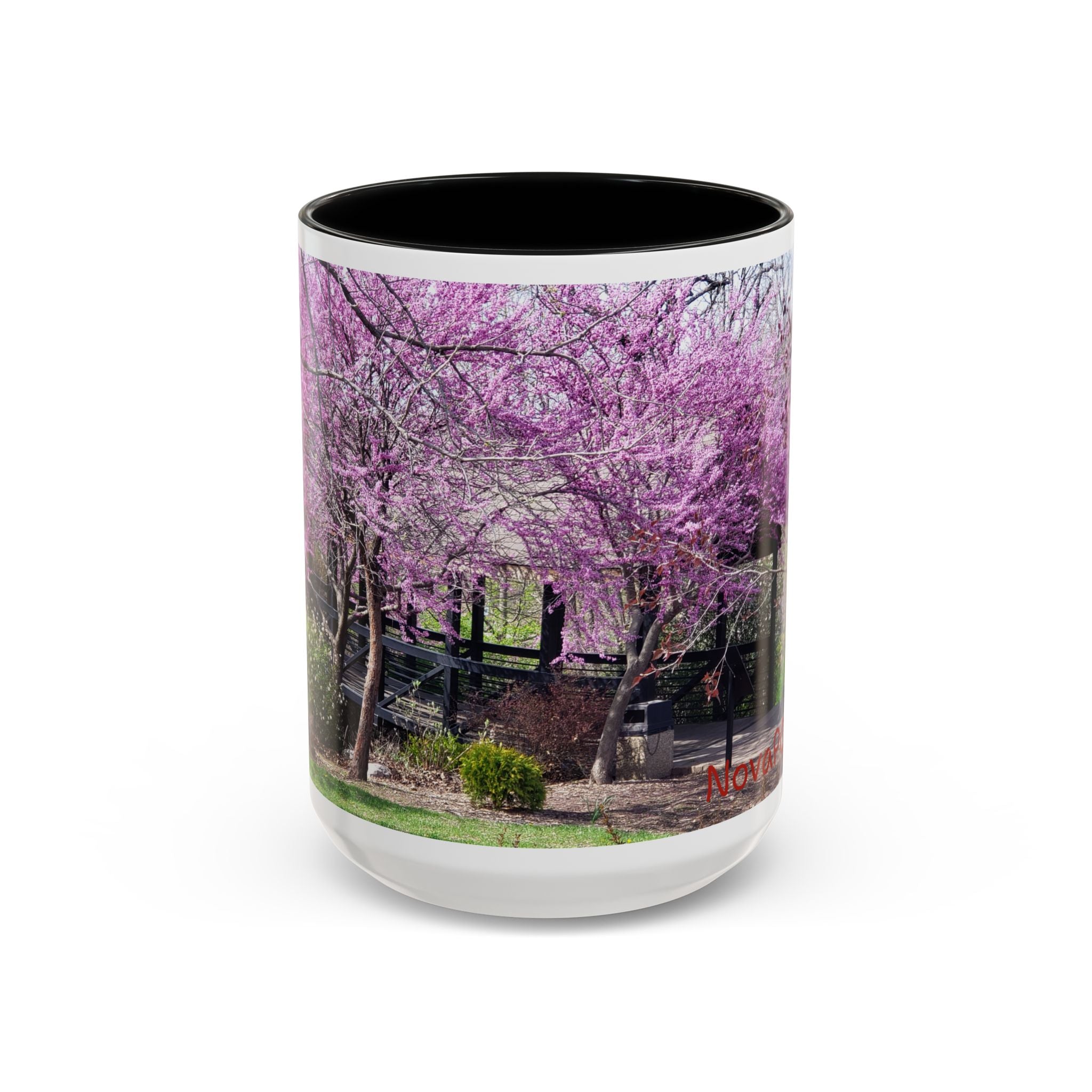 Spring Blossom Accent Coffee Mug – Pink Redbud Trees Photo Design (11/15 oz)