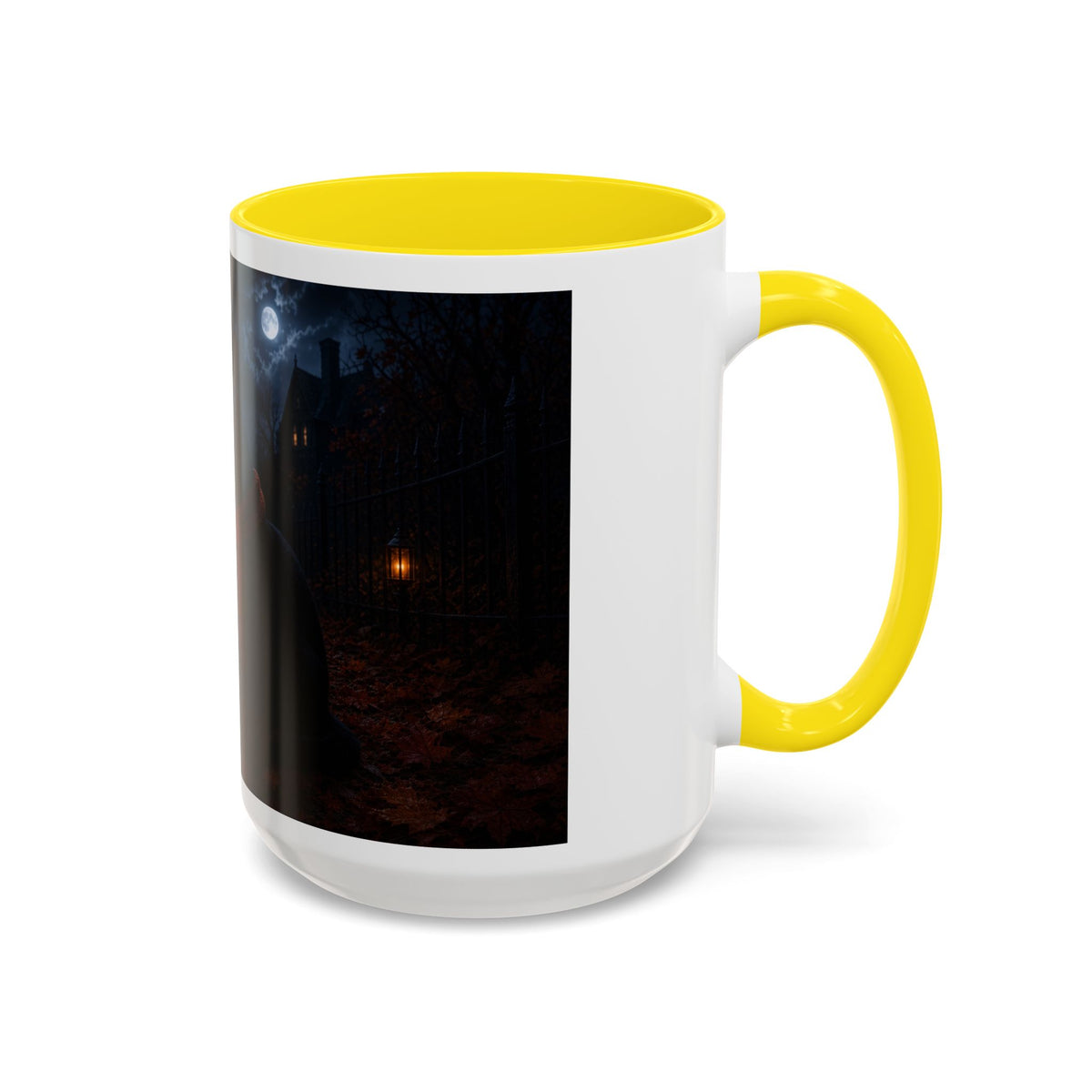 Halloween Black Cat Coffee Mug with Pumpkin Spice Jack-o’-Lanterns – Spooky Autumn Night Accent Mug