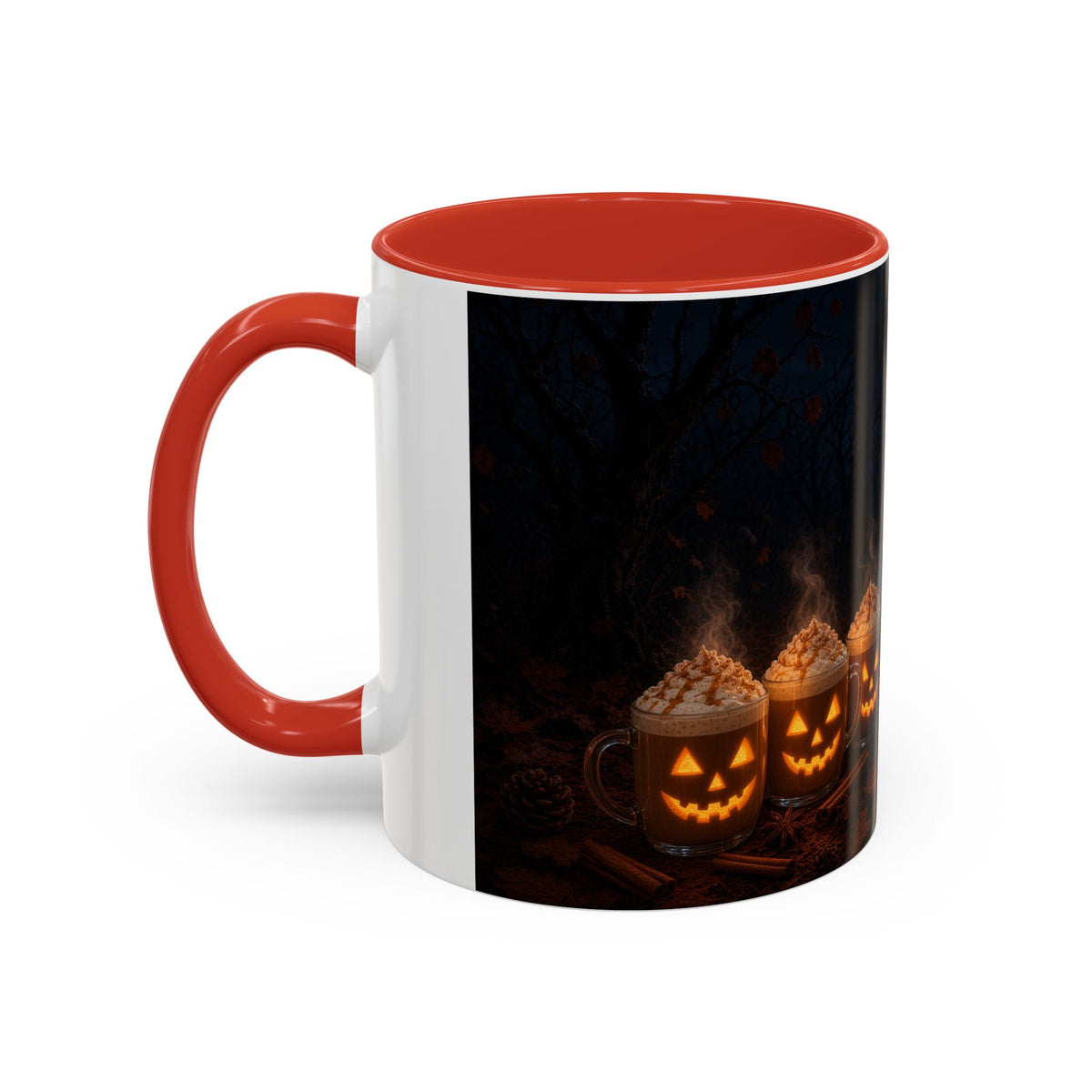 Halloween Black Cat Coffee Mug with Pumpkin Spice Jack-o’-Lanterns – Spooky Autumn Night Accent Mug