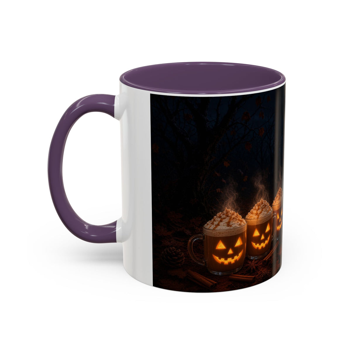 Halloween Black Cat Coffee Mug with Pumpkin Spice Jack-o’-Lanterns – Spooky Autumn Night Accent Mug