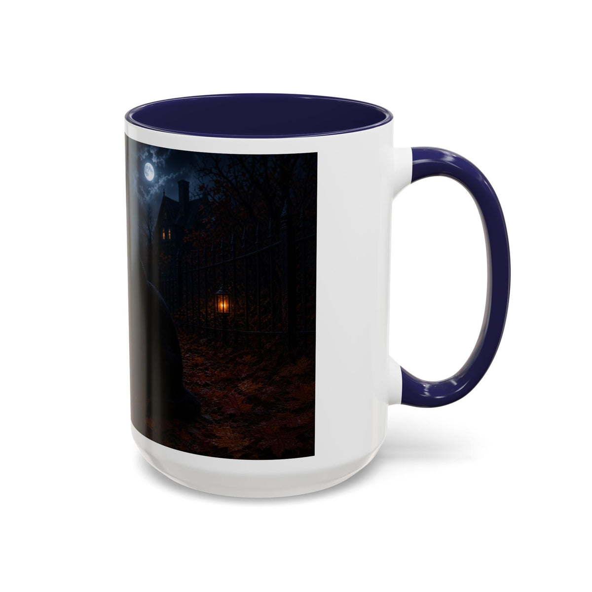 Halloween Black Cat Accent Coffee Mug — Spooky Jack-o'-Lantern Night (Customizable)