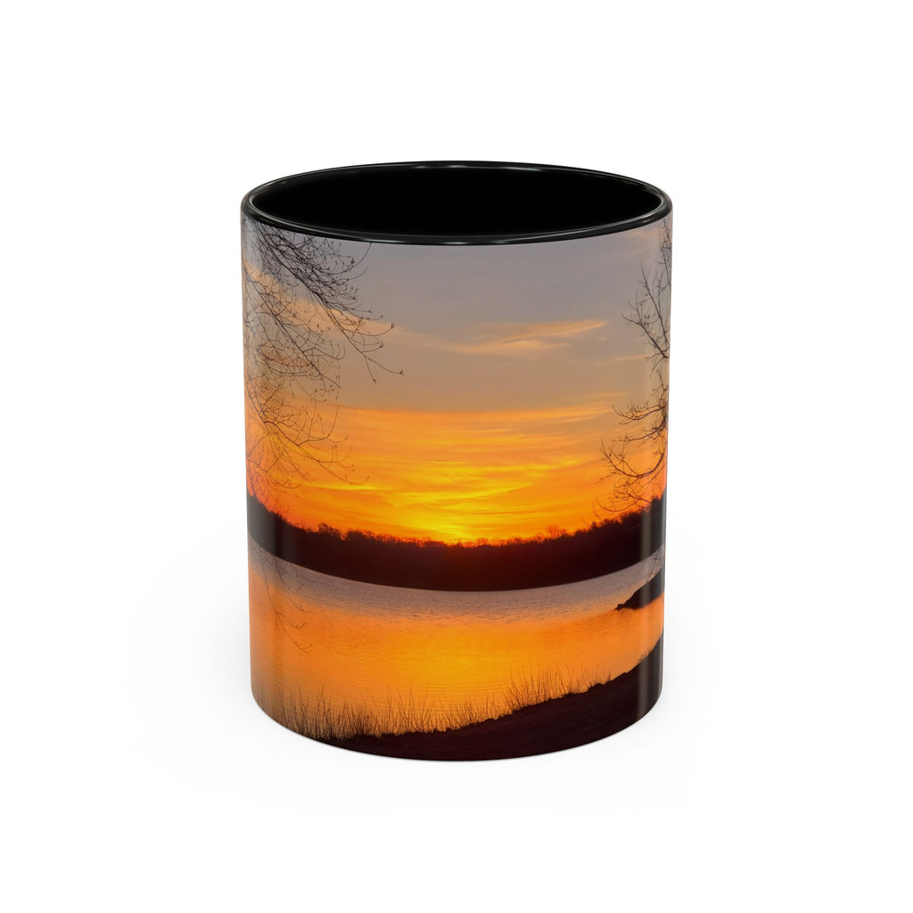Sunrise Lake Accent Coffee Mug — Scenic Sunrise/Sunset Photography Mug