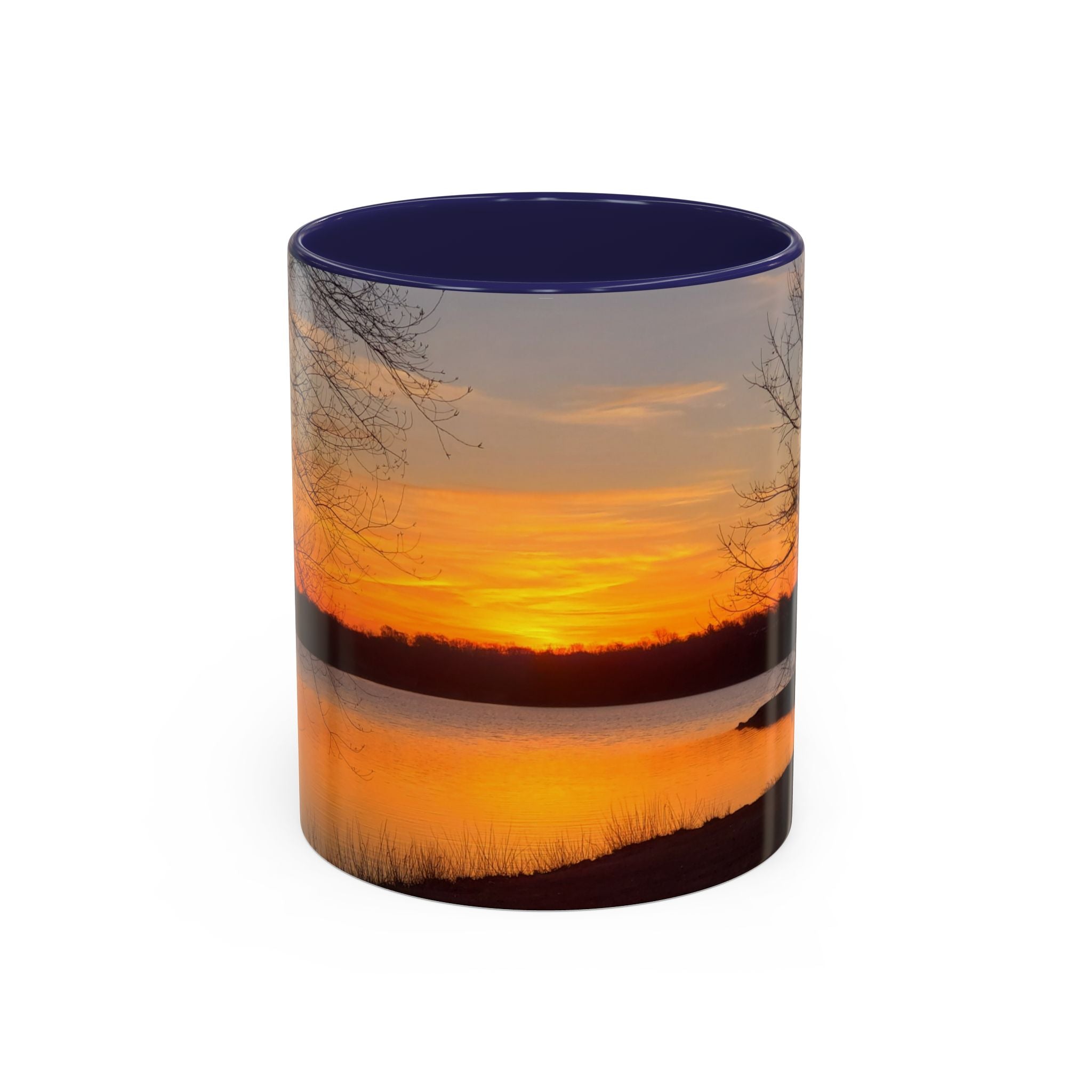 Sunrise Lake Accent Coffee Mug — Scenic Sunrise/Sunset Photography Mug