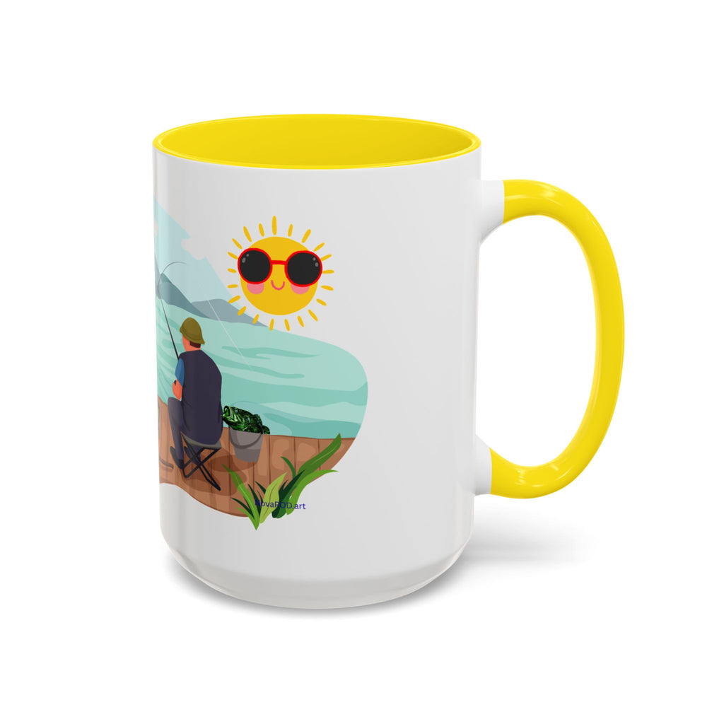 Dilley 300 Fishing Friends Coffee Mug — Cute Sunny Lake Scene Accent Mug (11/15 oz)