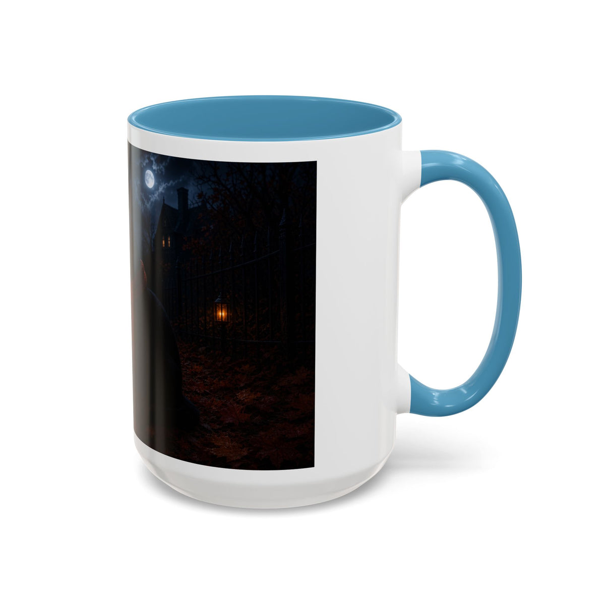 Halloween Black Cat Coffee Mug with Pumpkin Spice Jack-o’-Lanterns – Spooky Autumn Night Accent Mug