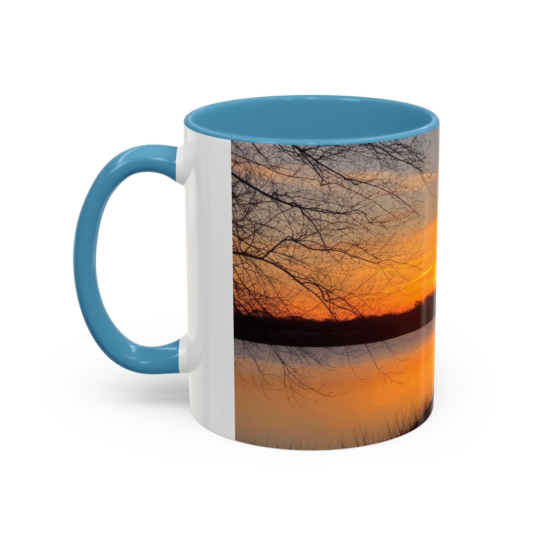Sunrise Lake Accent Coffee Mug — Scenic Sunrise/Sunset Photography Mug