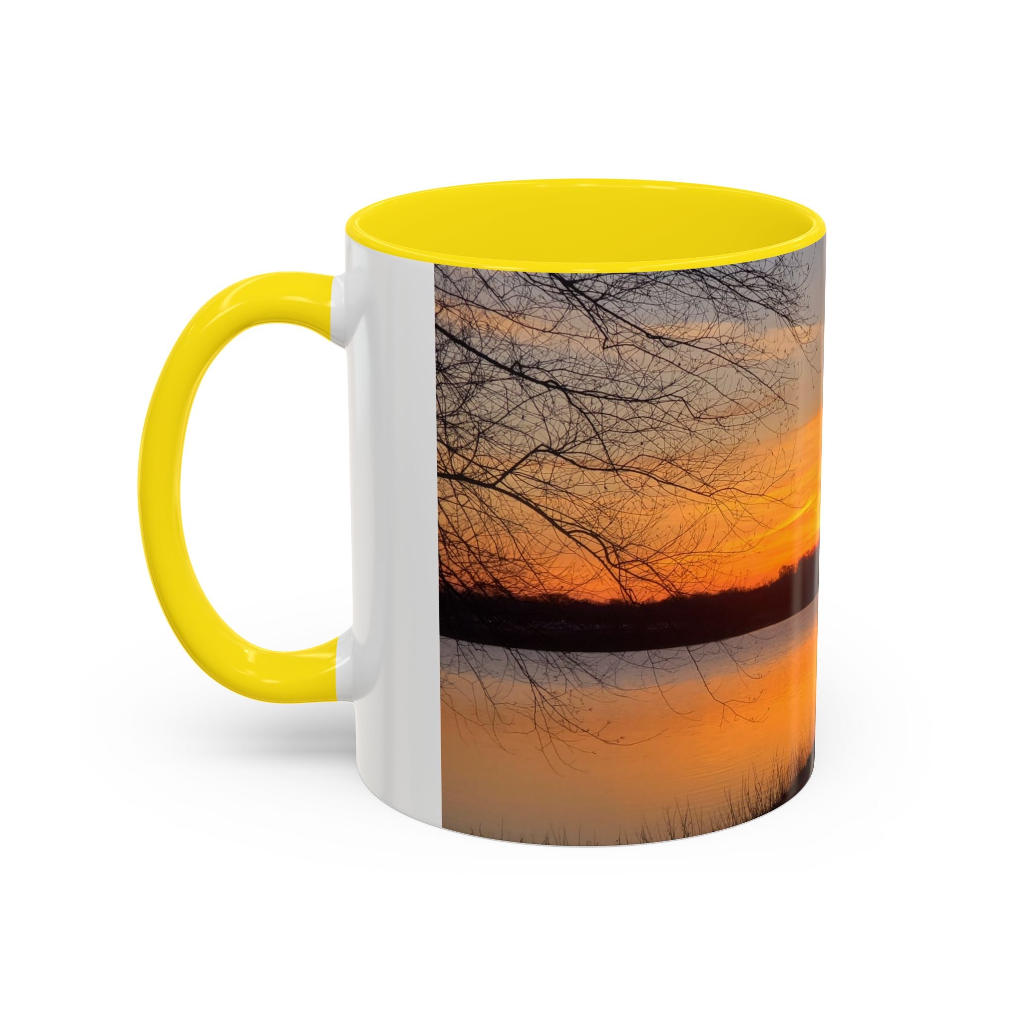 Sunrise Lake Accent Coffee Mug — Scenic Sunrise/Sunset Photography Mug