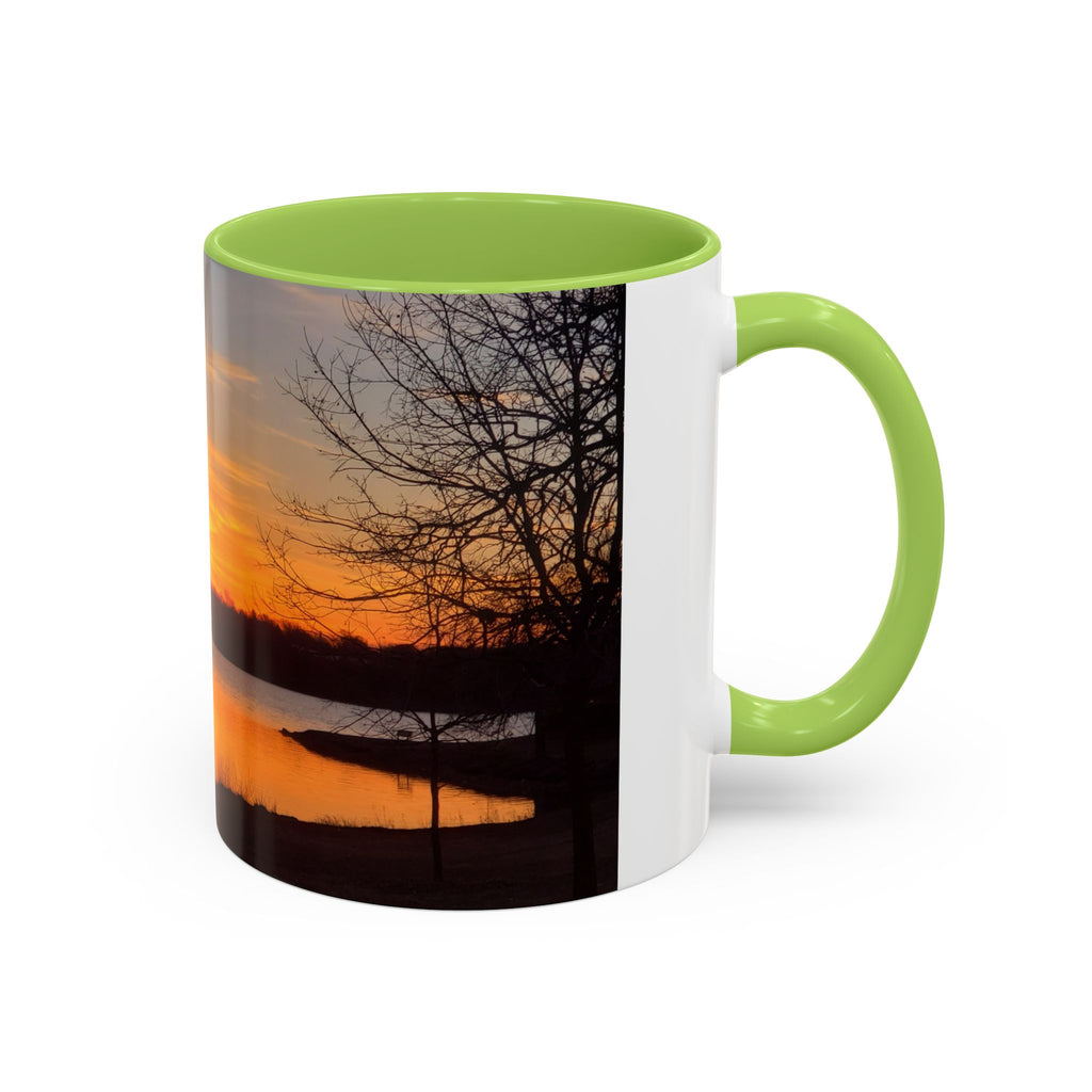 Sunrise Lake Accent Coffee Mug — Scenic Sunrise/Sunset Photography Mug