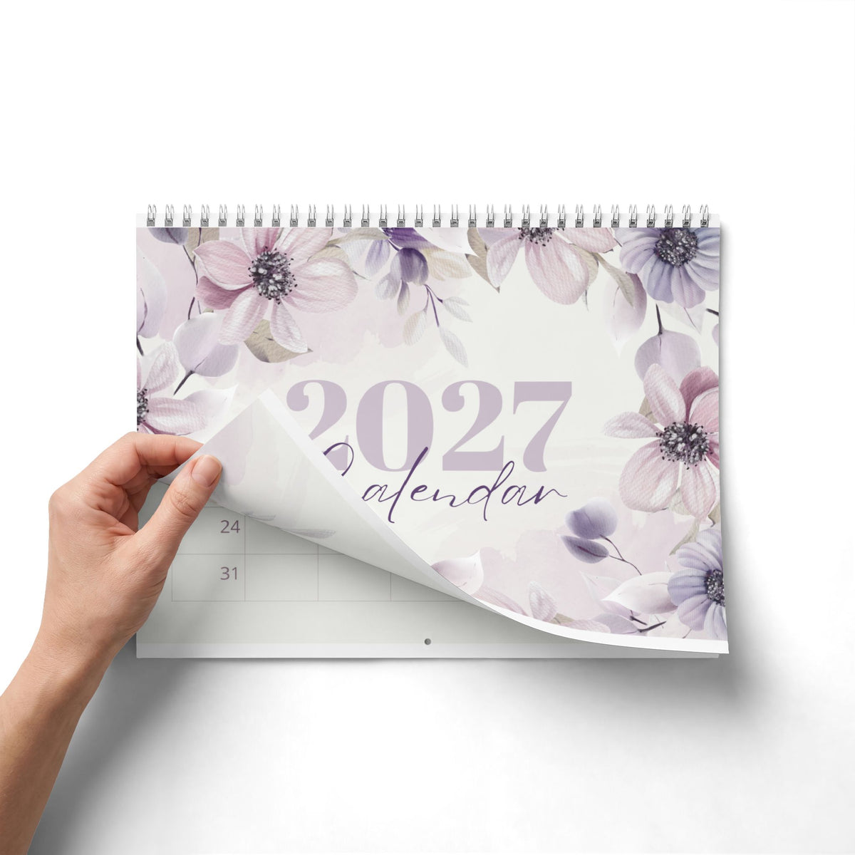 2027 Floral Wall Calendar – Pastel Lavender Monthly Planner
