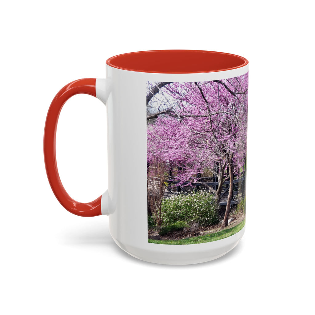Spring Blossom Accent Coffee Mug – Pink Redbud Trees Photo Design (11/15 oz)