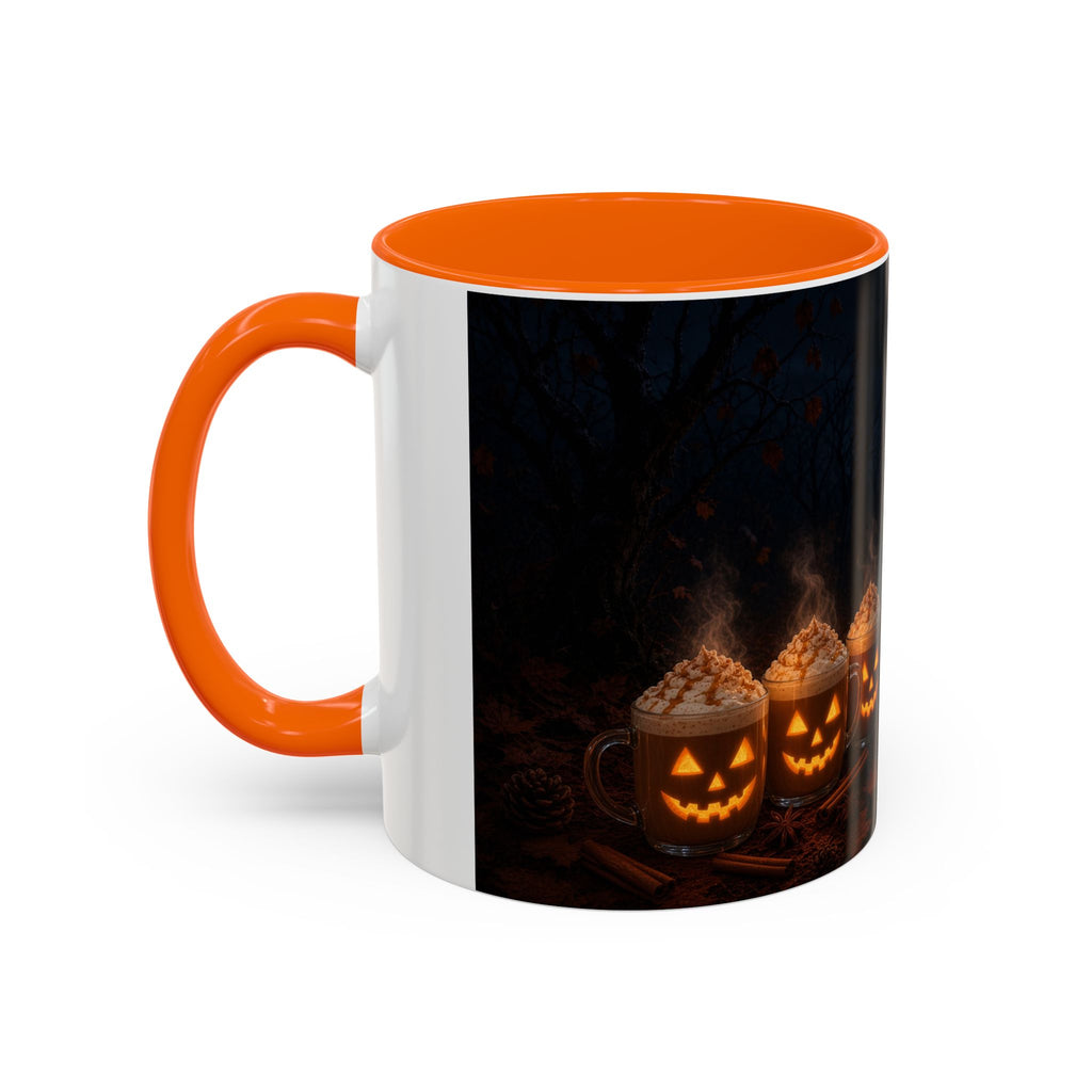 Halloween Black Cat Coffee Mug with Pumpkin Spice Jack-o’-Lanterns – Spooky Autumn Night Accent Mug