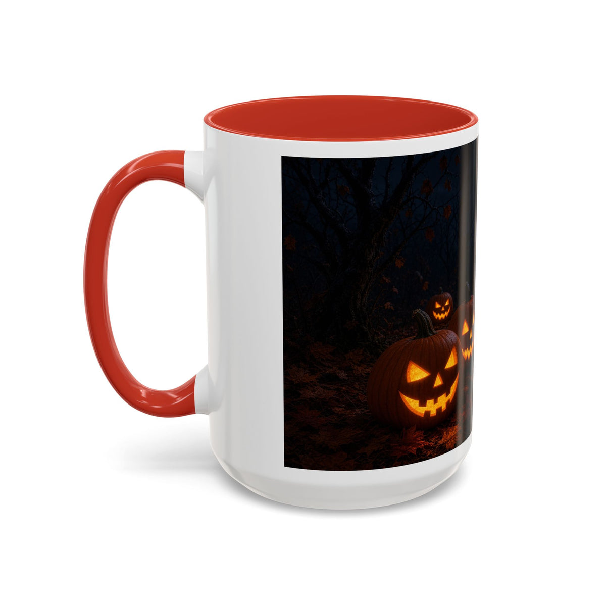 Halloween Black Cat Accent Coffee Mug — Spooky Jack-o'-Lantern Night (Customizable)