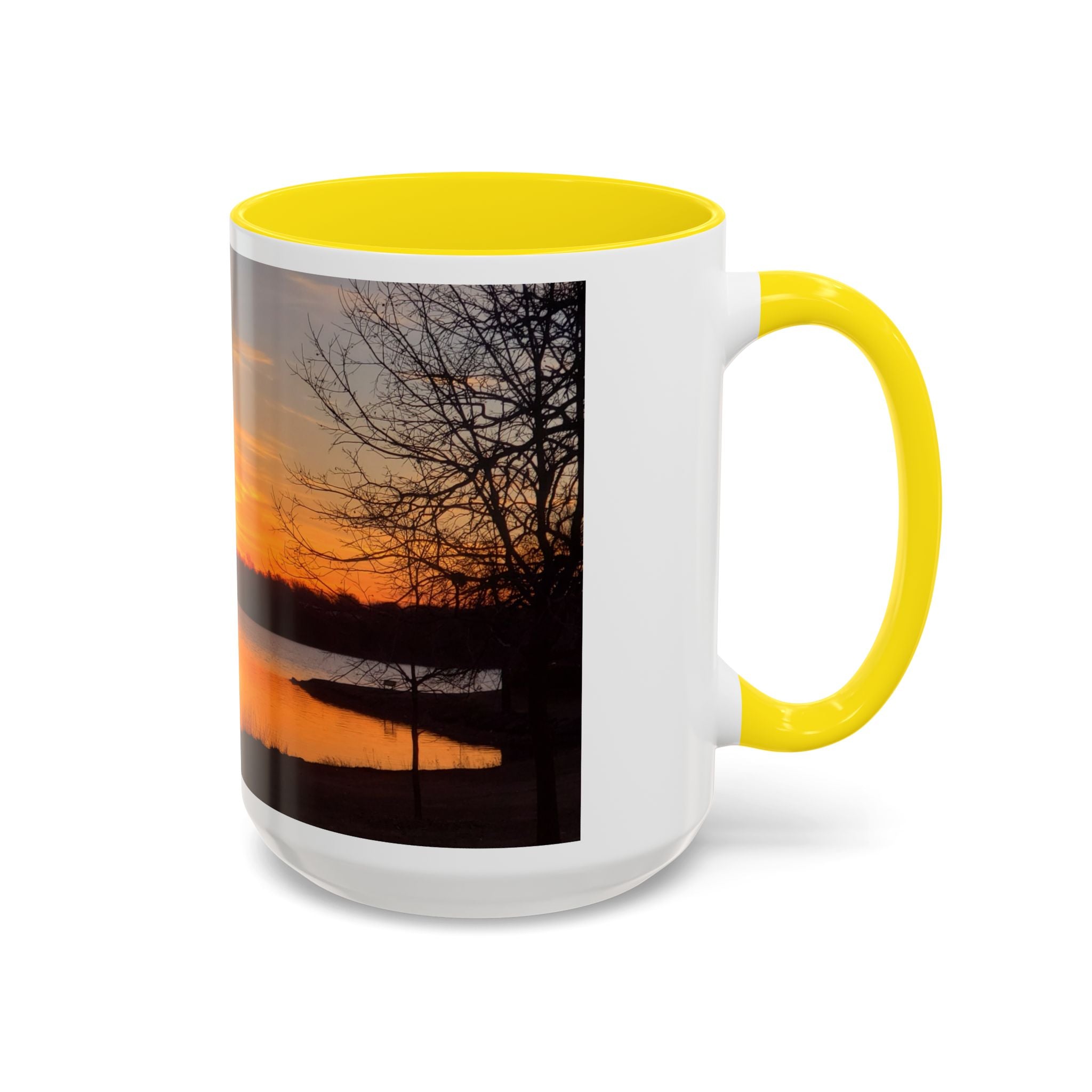 Sunrise Lake Accent Coffee Mug — Scenic Sunrise/Sunset Photography Mug