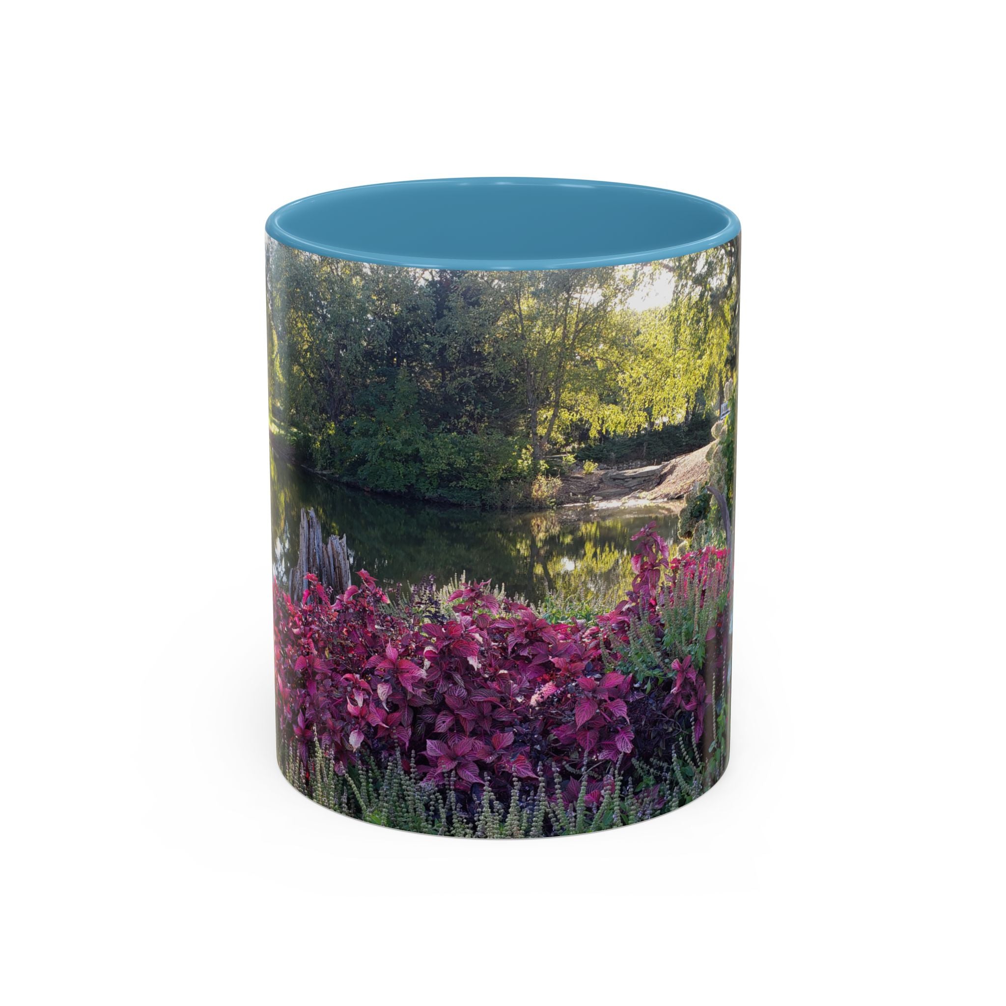 Garden Pond Accent Coffee Mug – Scenic Floral Landscape 11/15oz