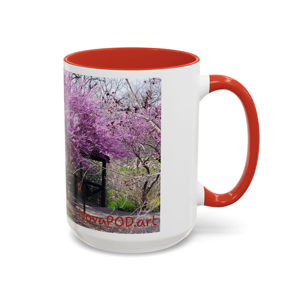 Spring Blossom Accent Coffee Mug – Pink Redbud Trees Photo Design (11/15 oz)