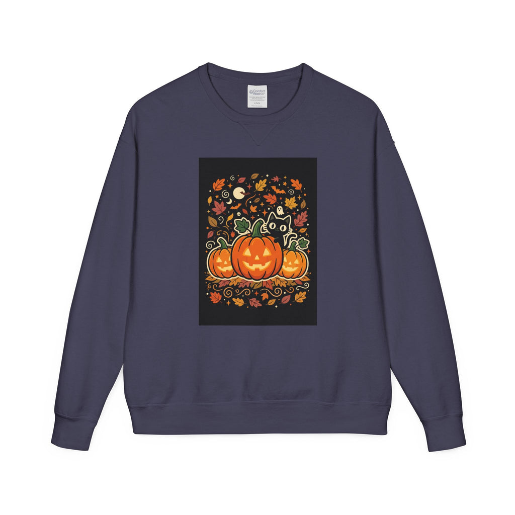 Halloween Pumpkin Crewneck Sweatshirt — Jack-O'-Lantern Fall Graphic