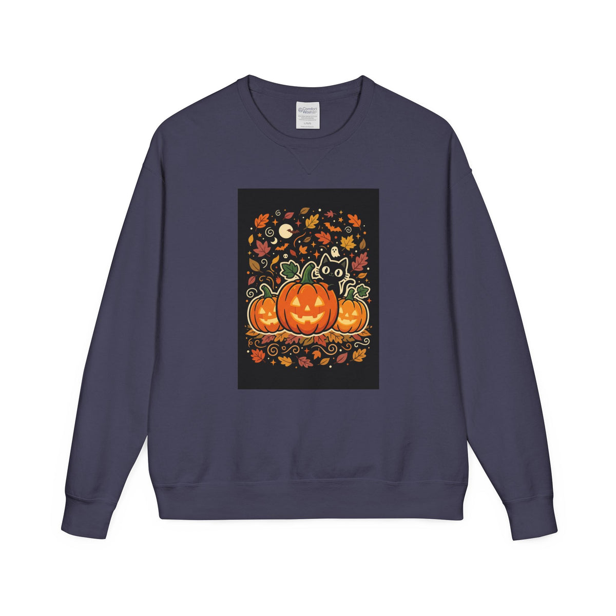 Halloween Pumpkin Crewneck Sweatshirt — Jack-O'-Lantern Fall Graphic