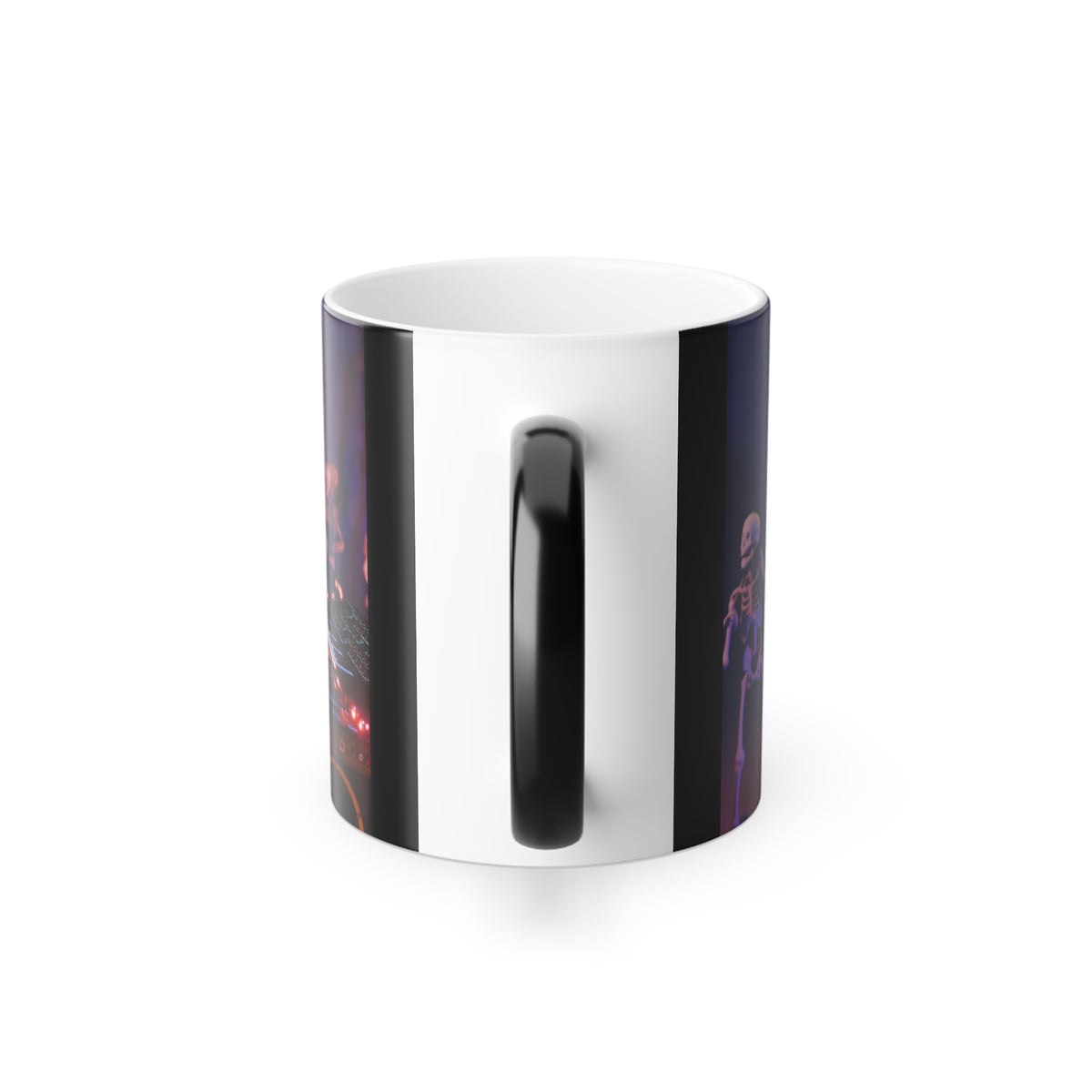 DJ Skeleton Color-Changing Mug — 11oz Halloween Party Coffee Cup