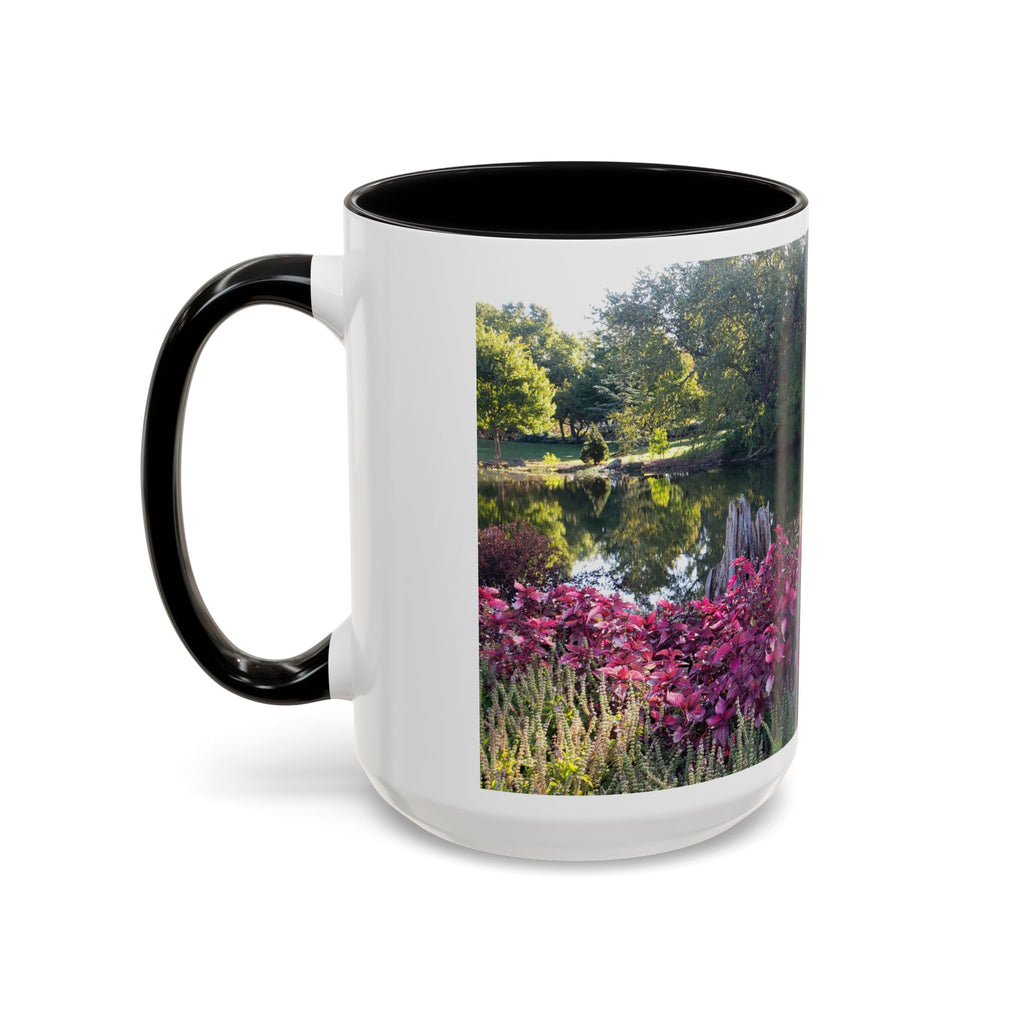 Garden Pond Accent Coffee Mug – Scenic Floral Landscape 11/15oz