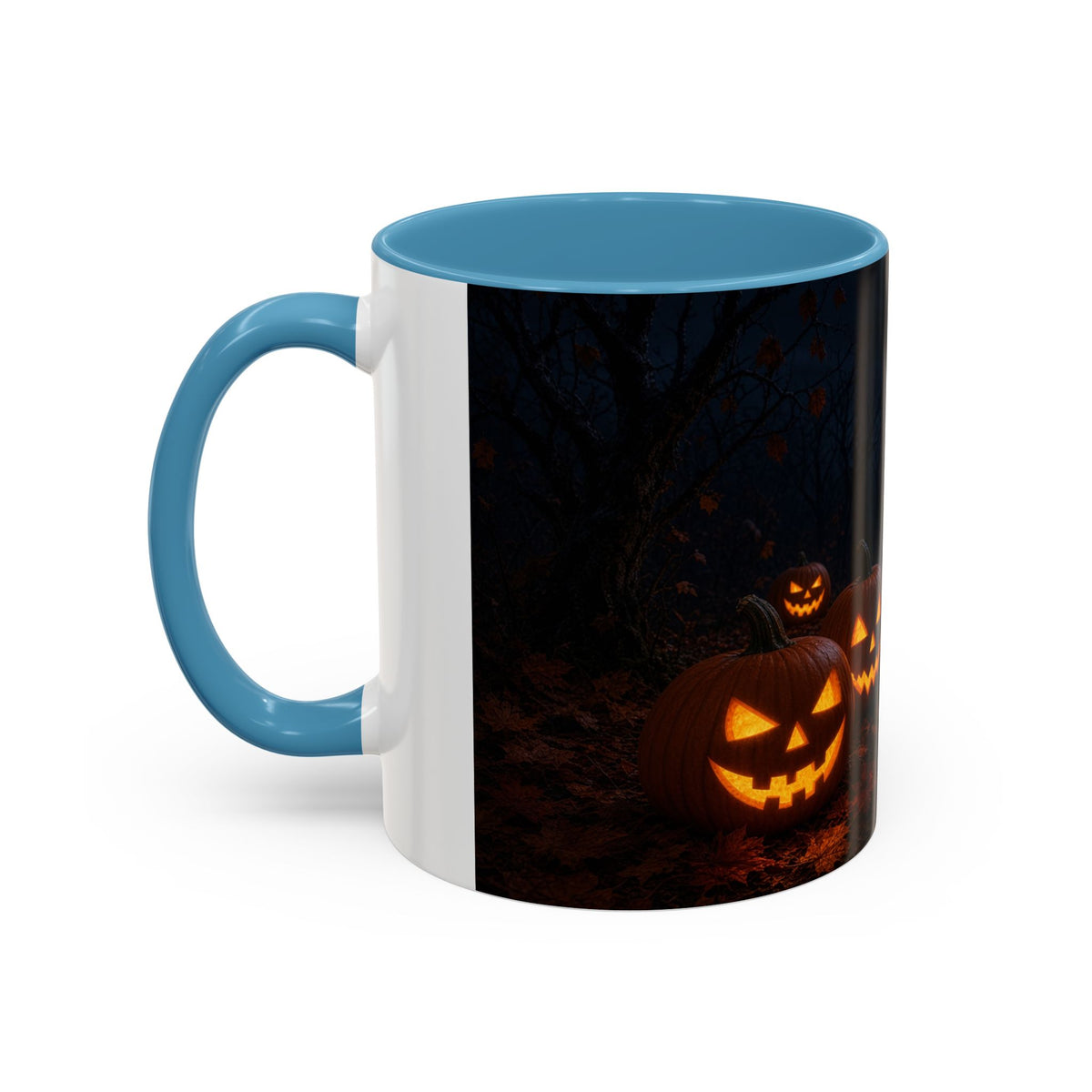 Halloween Black Cat Accent Coffee Mug — Spooky Jack-o'-Lantern Night (Customizable)