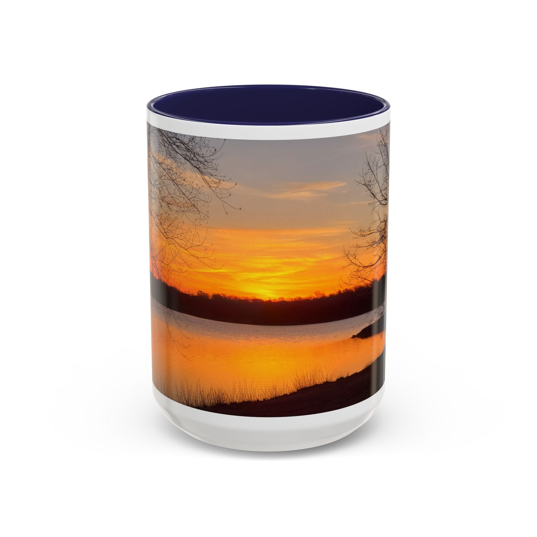 Sunrise Lake Accent Coffee Mug — Scenic Sunrise/Sunset Photography Mug