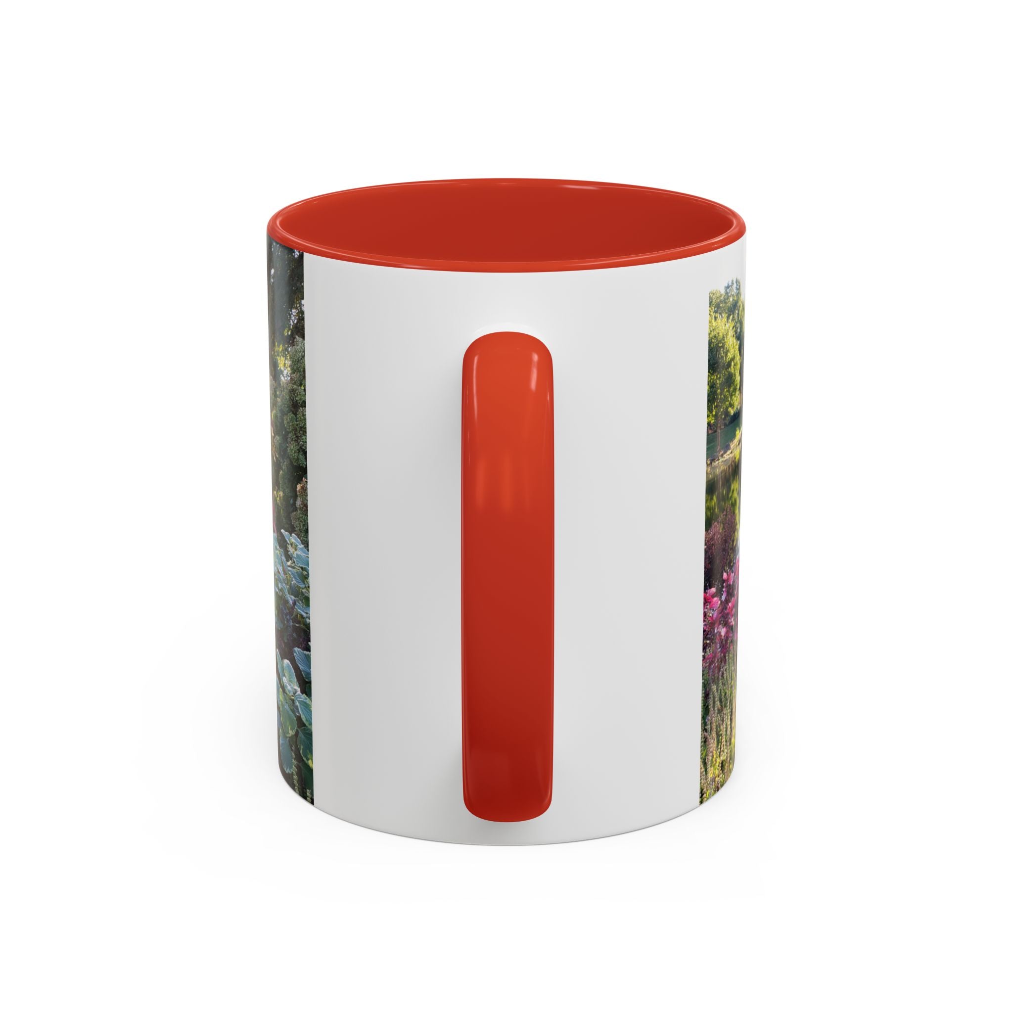 Garden Pond Accent Coffee Mug – Scenic Floral Landscape 11/15oz