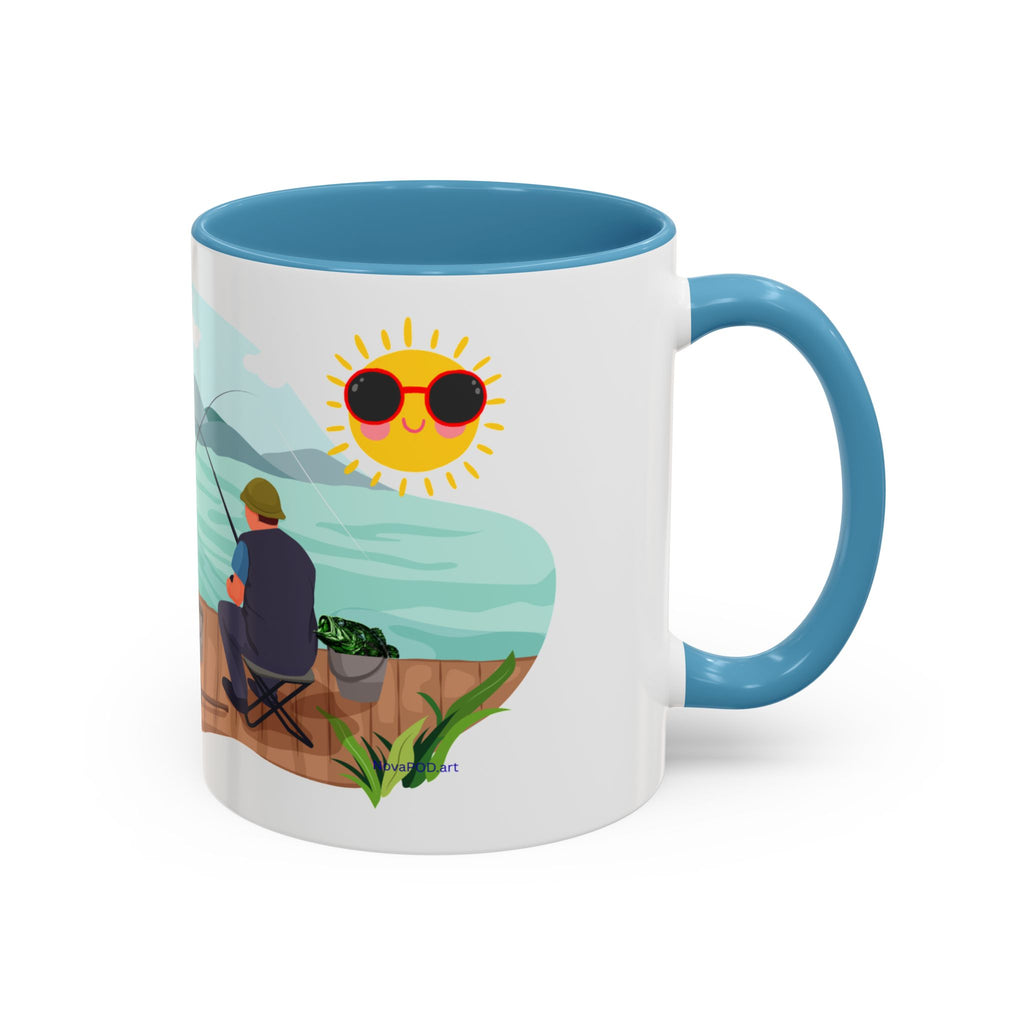 Dilley 300 Fishing Friends Coffee Mug — Cute Sunny Lake Scene Accent Mug (11/15 oz)
