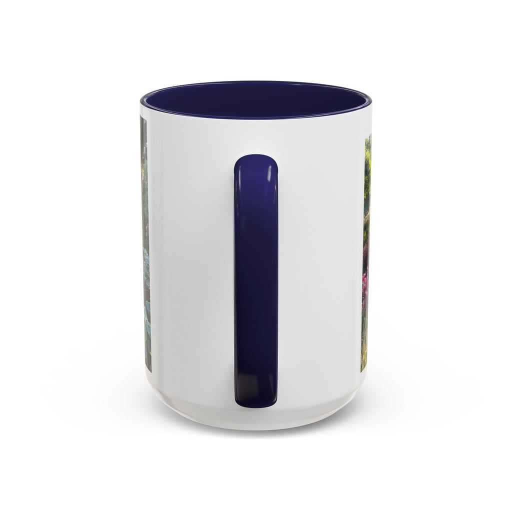 Garden Pond Accent Coffee Mug – Scenic Floral Landscape 11/15oz