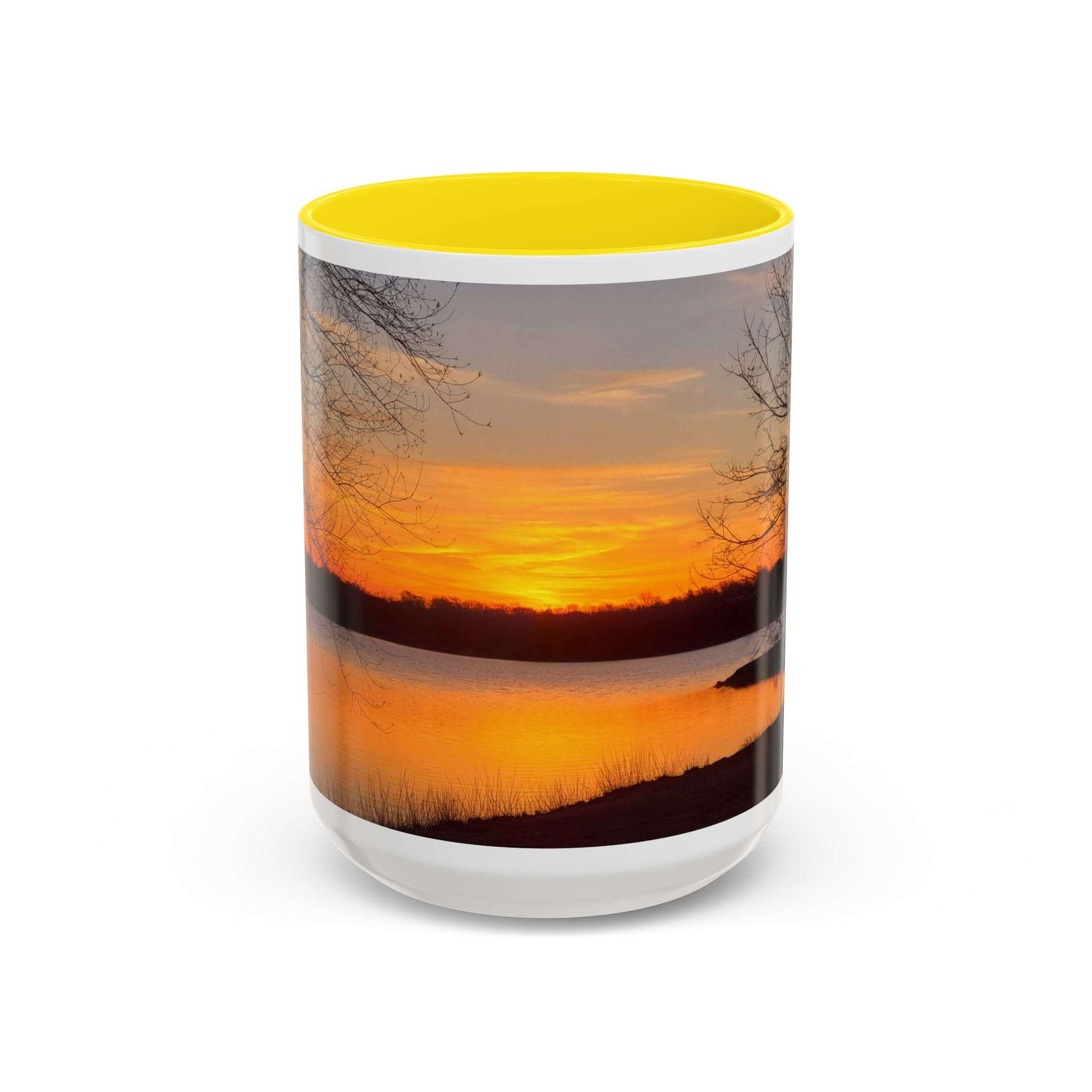 Sunrise Lake Accent Coffee Mug — Scenic Sunrise/Sunset Photography Mug