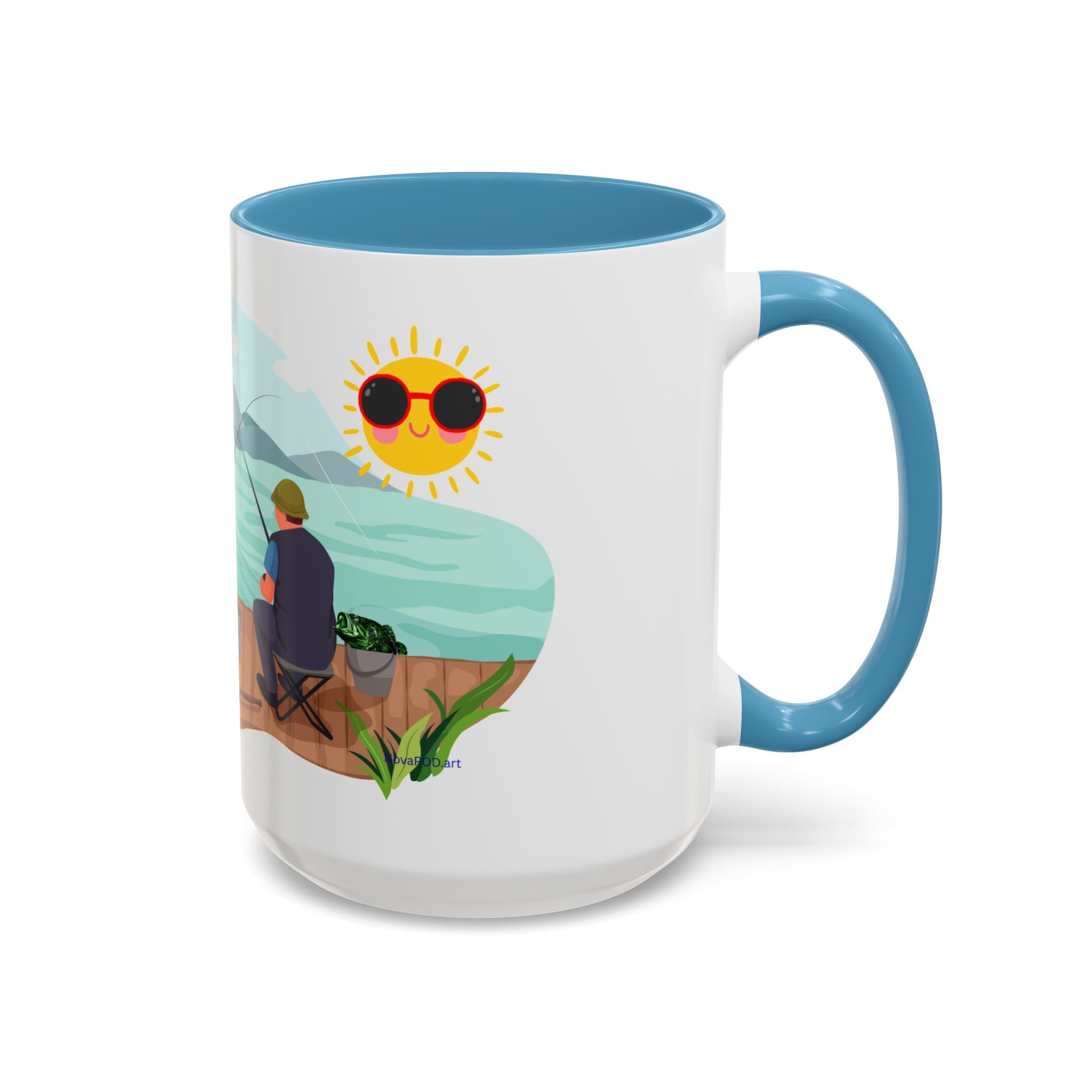 Dilley 300 Fishing Friends Coffee Mug — Cute Sunny Lake Scene Accent Mug (11/15 oz)