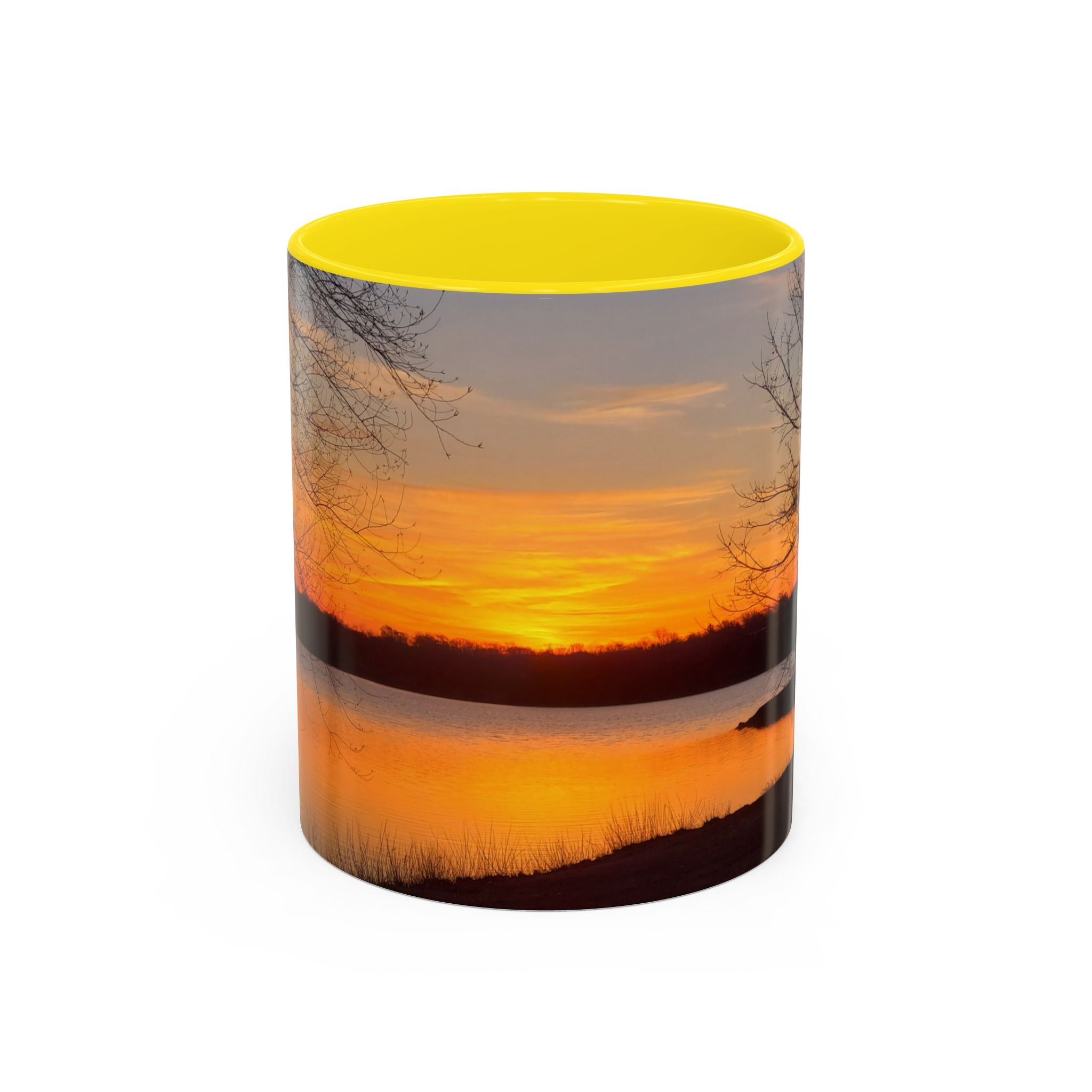 Sunrise Lake Accent Coffee Mug — Scenic Sunrise/Sunset Photography Mug
