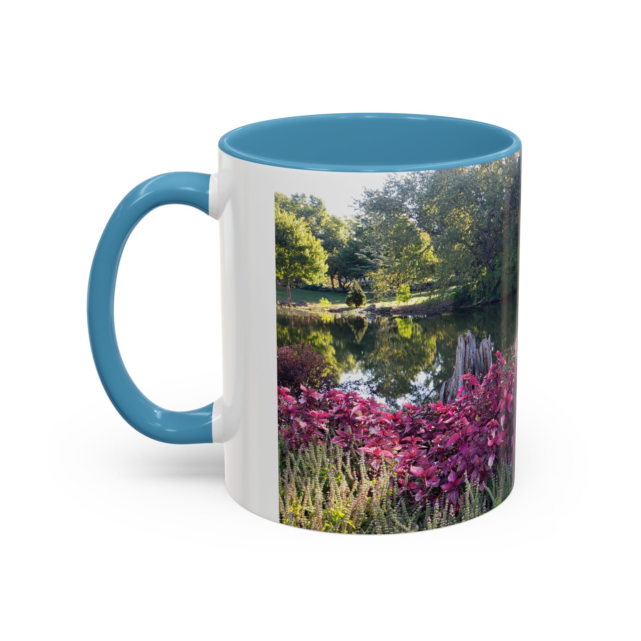 Garden Pond Accent Coffee Mug – Scenic Floral Landscape 11/15oz