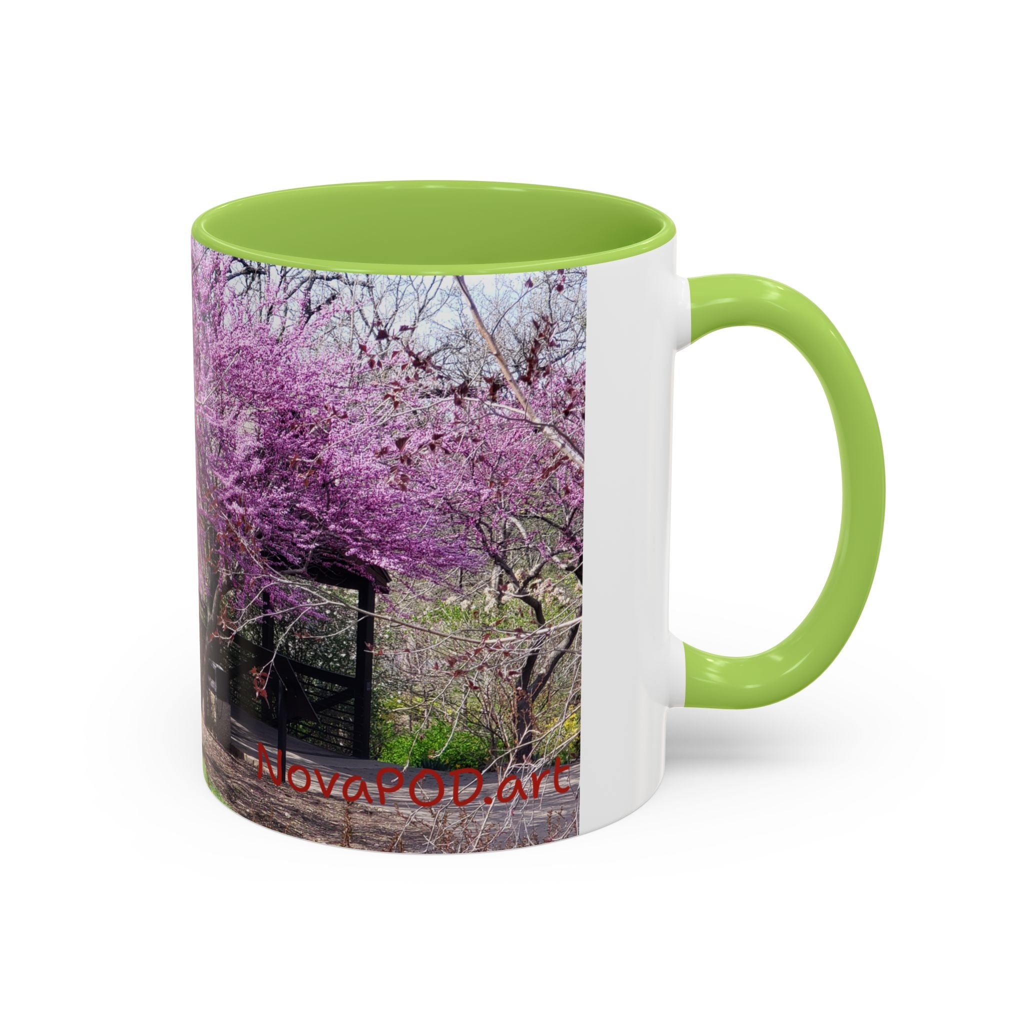 Spring Blossom Accent Coffee Mug – Pink Redbud Trees Photo Design (11/15 oz)
