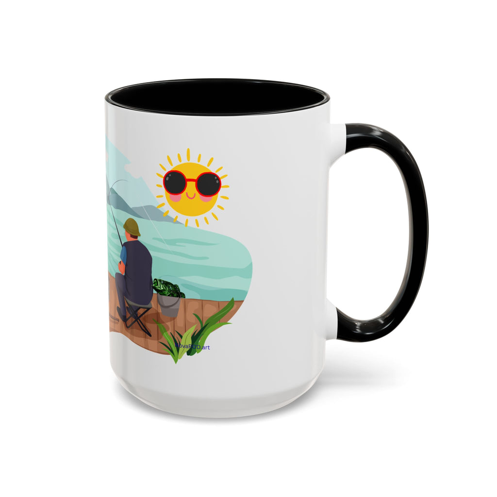 Dilley 300 Fishing Friends Coffee Mug — Cute Sunny Lake Scene Accent Mug (11/15 oz)