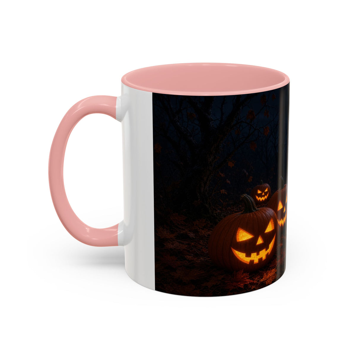 Halloween Black Cat Accent Coffee Mug — Spooky Jack-o'-Lantern Night (Customizable)