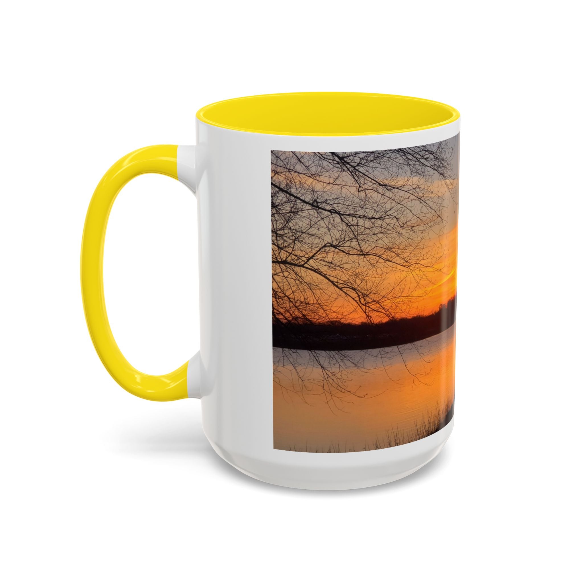 Sunrise Lake Accent Coffee Mug — Scenic Sunrise/Sunset Photography Mug