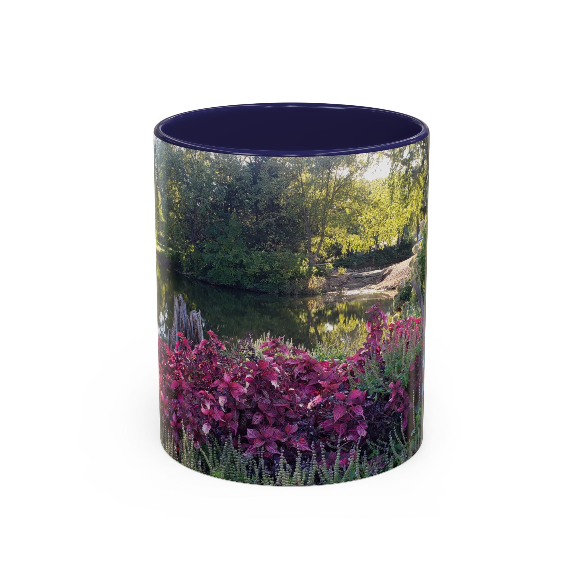 Garden Pond Accent Coffee Mug – Scenic Floral Landscape 11/15oz