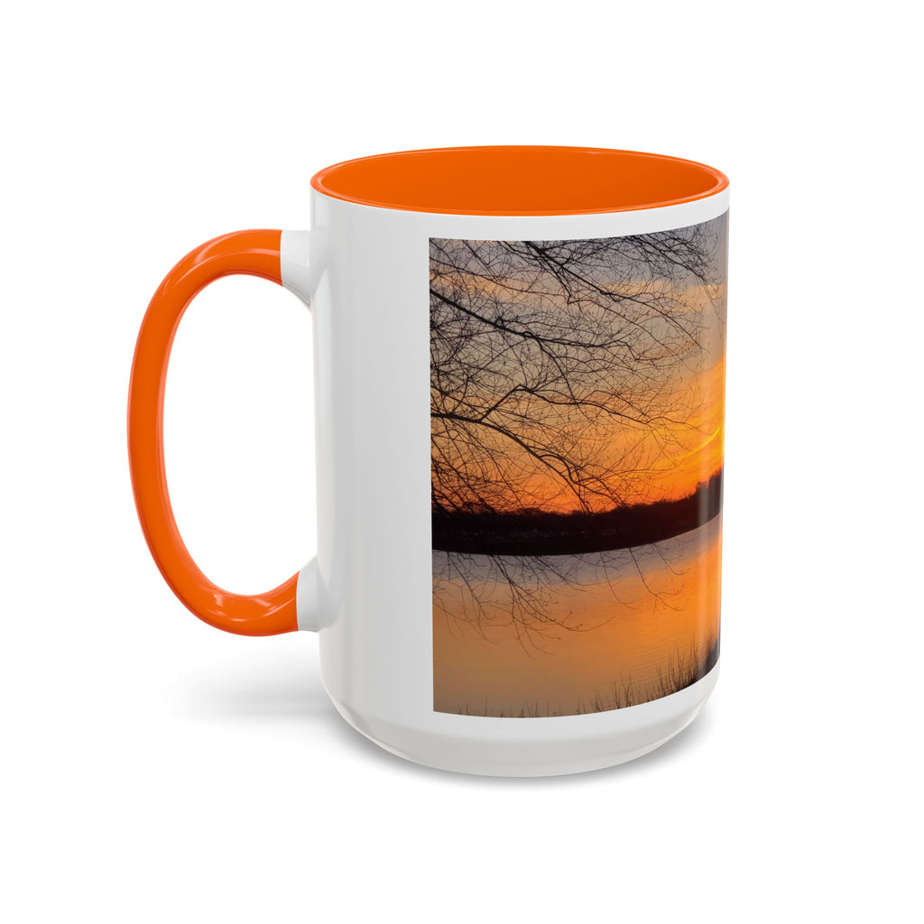 Sunrise Lake Accent Coffee Mug — Scenic Sunrise/Sunset Photography Mug