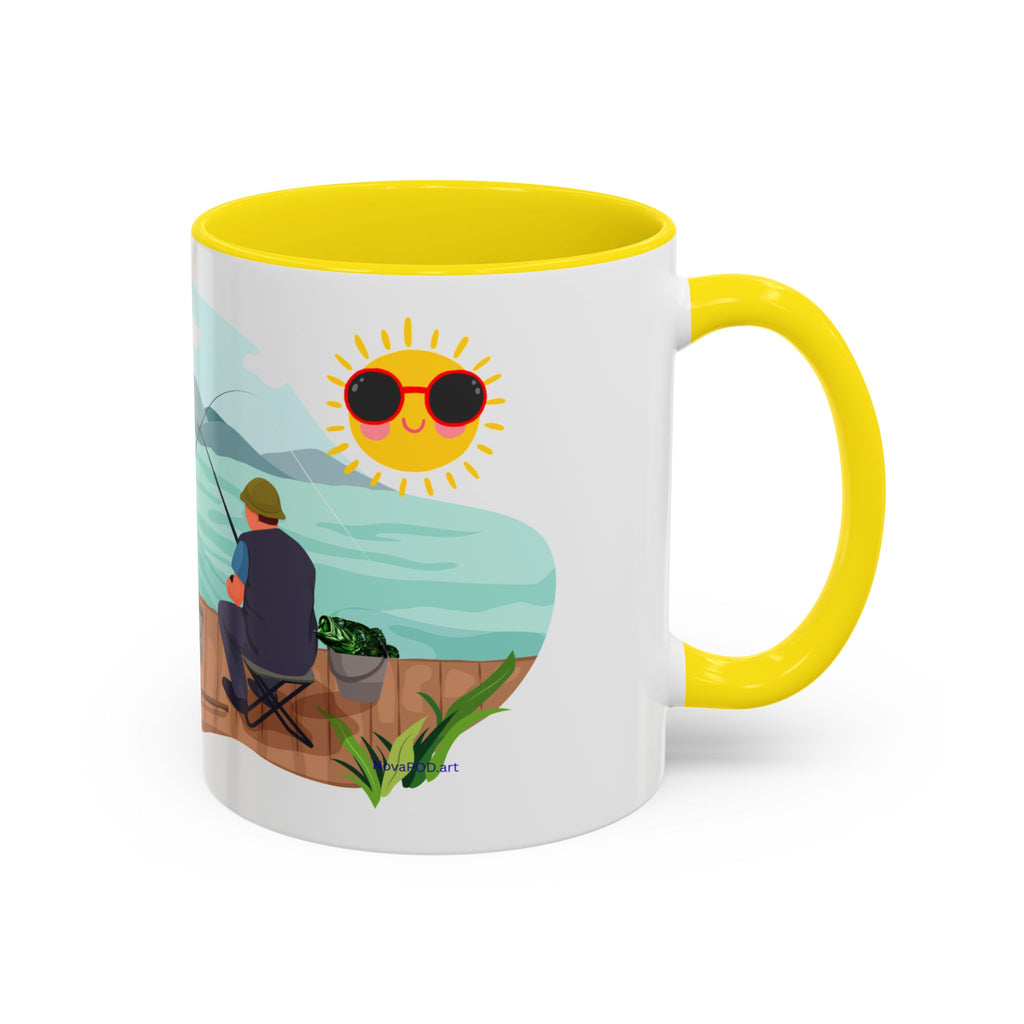 Dilley 300 Fishing Friends Coffee Mug — Cute Sunny Lake Scene Accent Mug (11/15 oz)