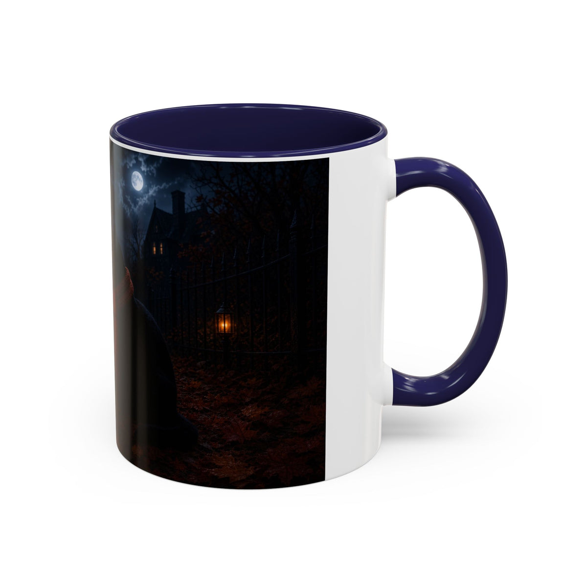 Halloween Black Cat Coffee Mug with Pumpkin Spice Jack-o’-Lanterns – Spooky Autumn Night Accent Mug