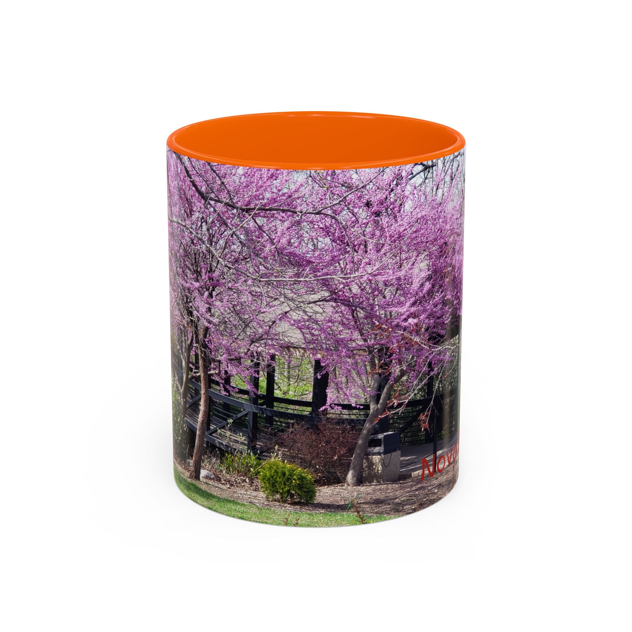 Spring Blossom Accent Coffee Mug – Pink Redbud Trees Photo Design (11/15 oz)