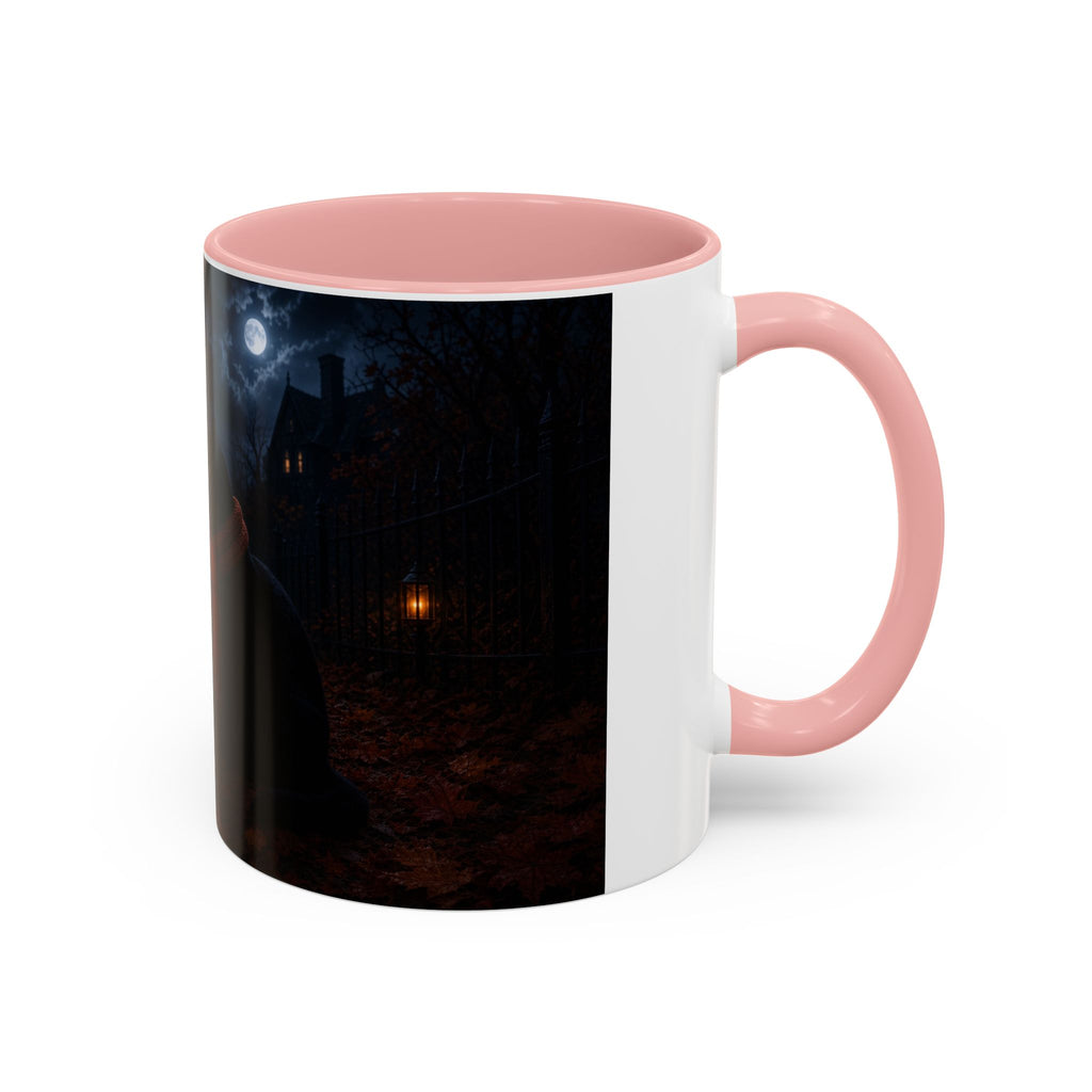 Halloween Black Cat Coffee Mug with Pumpkin Spice Jack-o’-Lanterns – Spooky Autumn Night Accent Mug