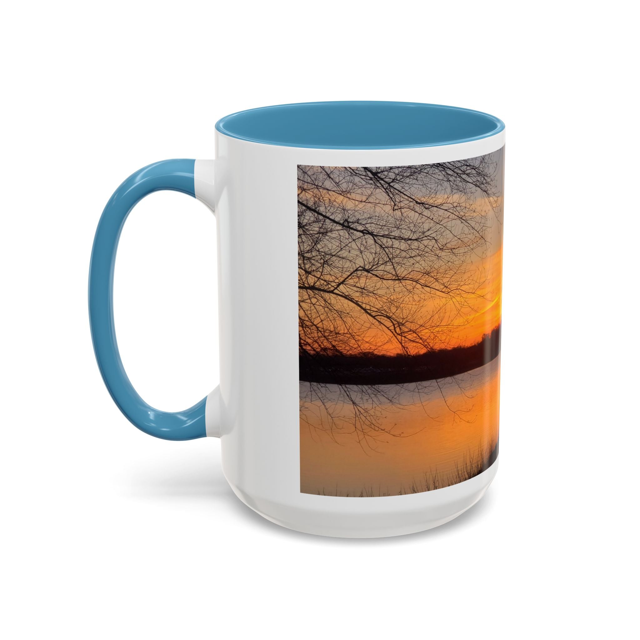 Sunrise Lake Accent Coffee Mug — Scenic Sunrise/Sunset Photography Mug