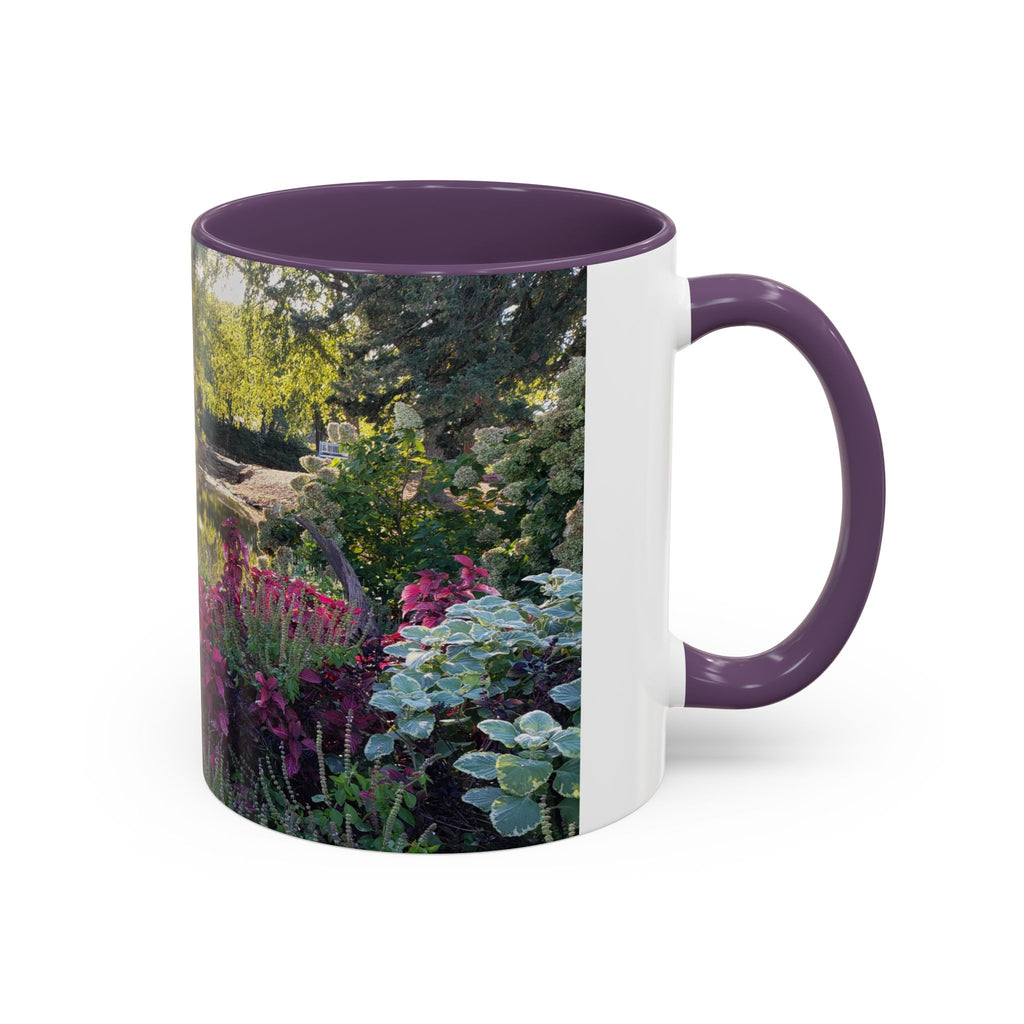 Garden Pond Accent Coffee Mug – Scenic Floral Landscape 11/15oz