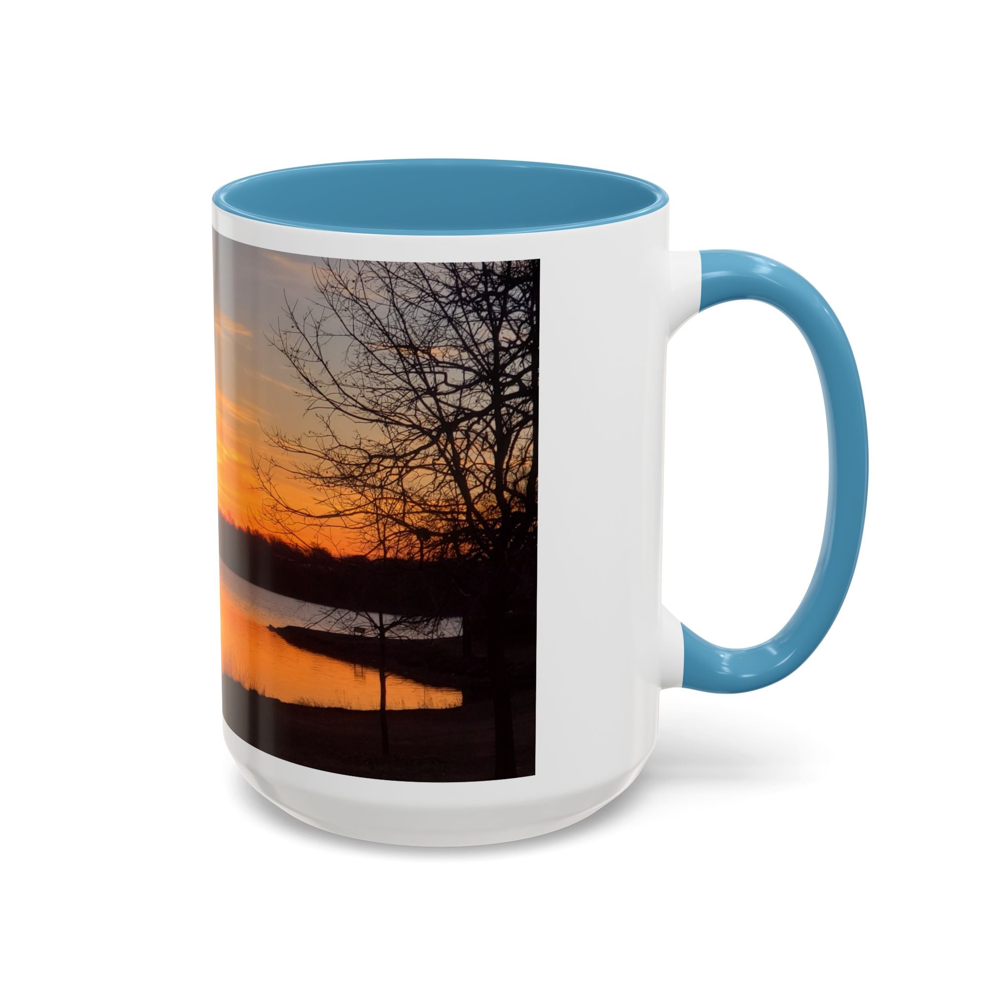 Sunrise Lake Accent Coffee Mug — Scenic Sunrise/Sunset Photography Mug