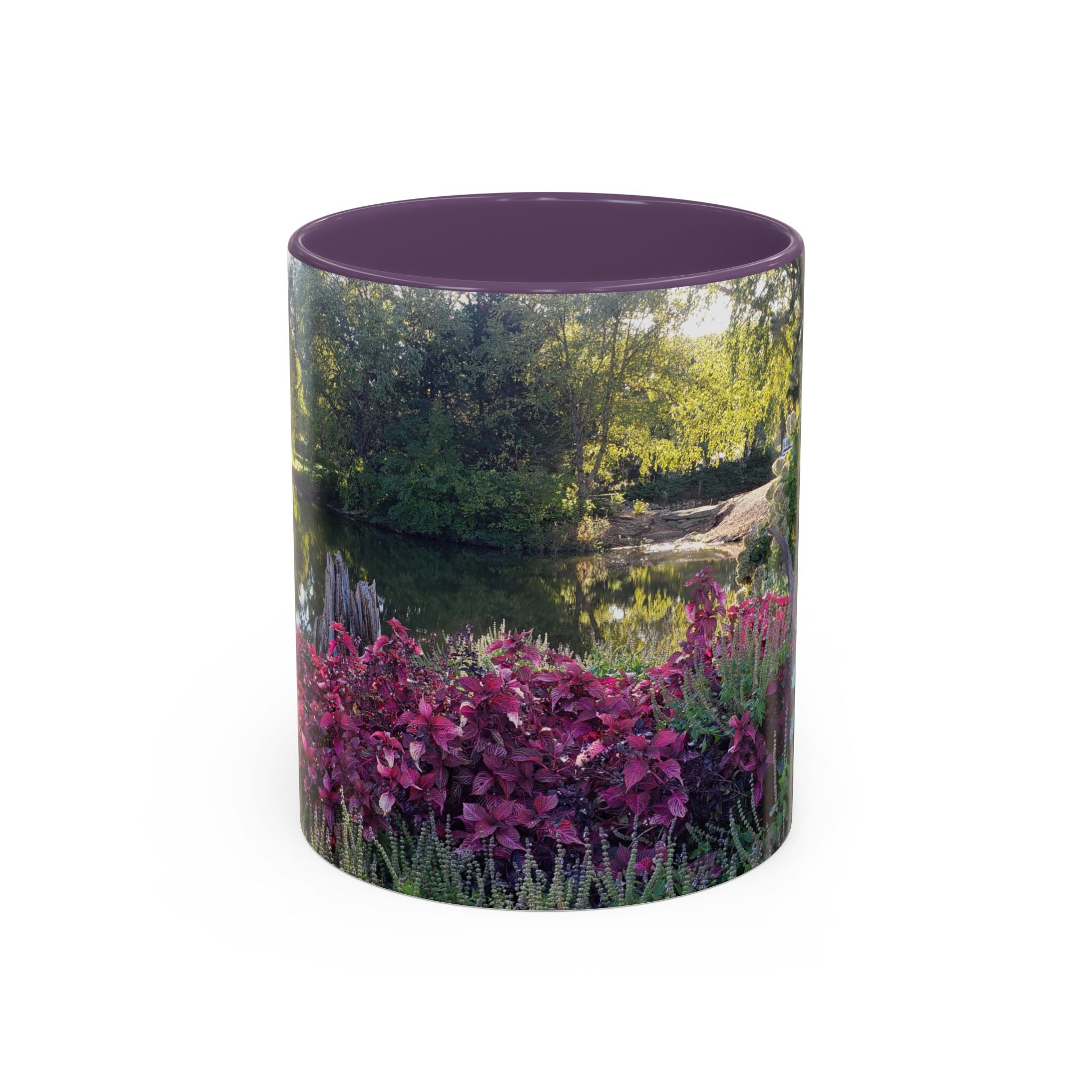 Garden Pond Accent Coffee Mug – Scenic Floral Landscape 11/15oz
