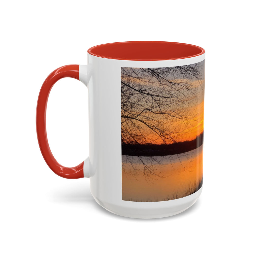 Sunrise Lake Accent Coffee Mug — Scenic Sunrise/Sunset Photography Mug